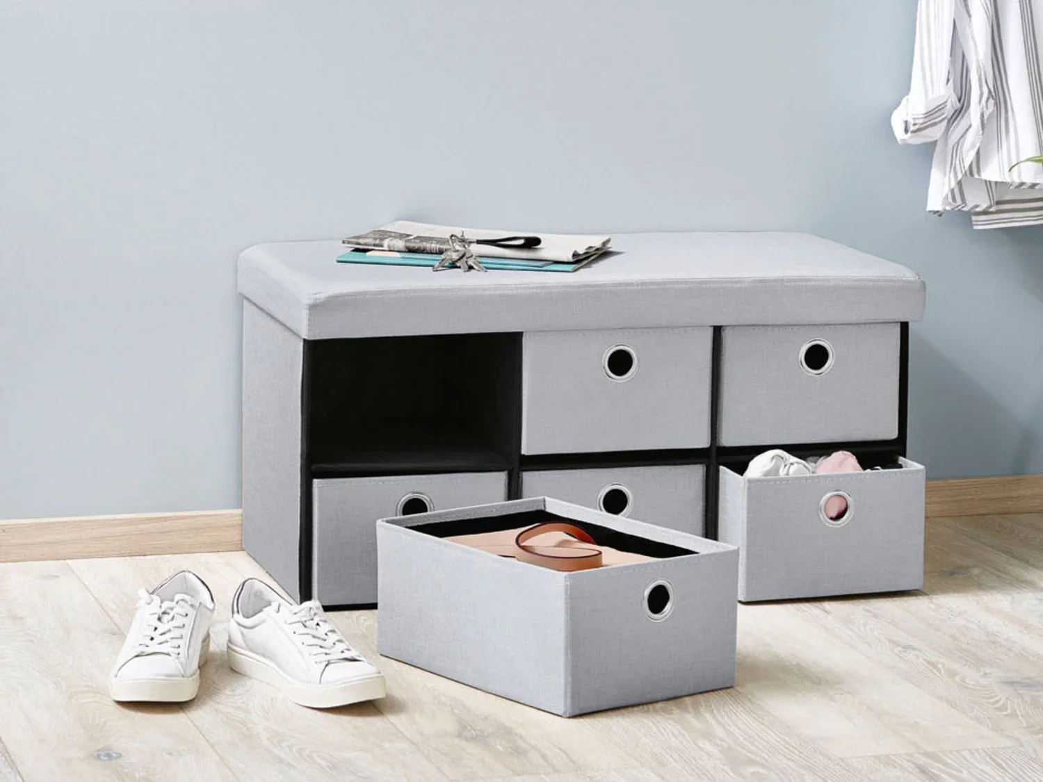 LIVARNO home Banc-coffre de rangement, avec 6 tiroirs