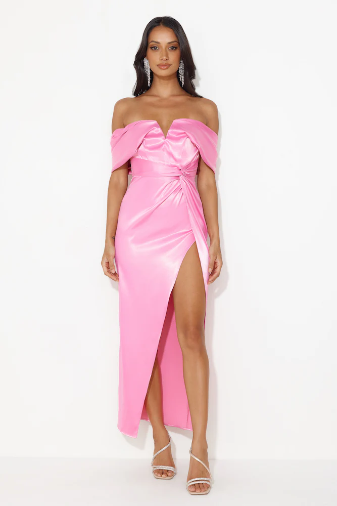 Formal Affair Satin Maxi Dress Pink