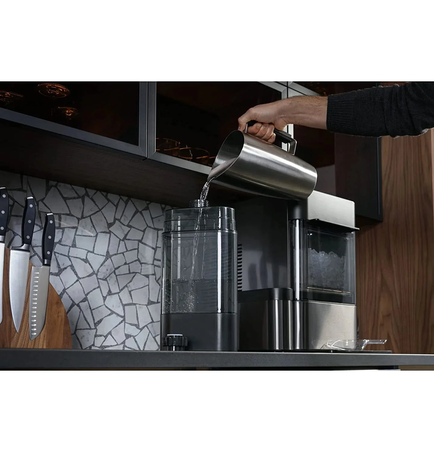 2.0 Countertop Nugget Ice Maker | Ice Machine with Wifi Connectivity | Smart Home Kitchen Essentials | Black Stainless