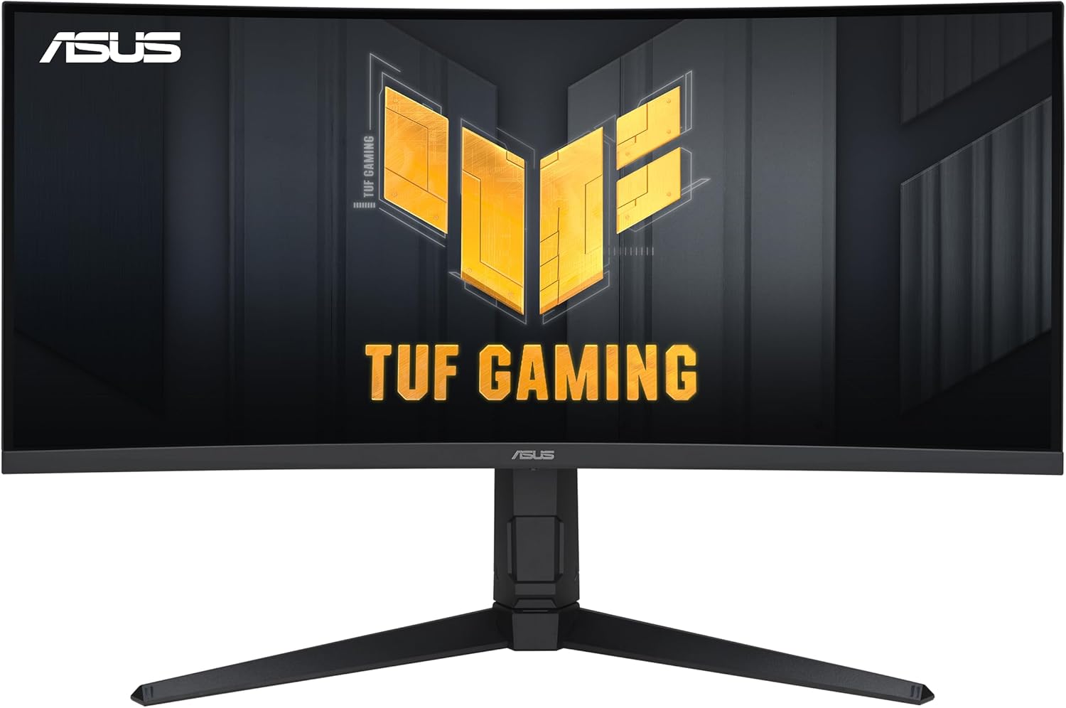 ASUS VG34VQL1B TUF 34 Inch Curved Gaming Monitor - WQHD (3440x1440)  165Hz  1ms  Extreme Low Motion Blur  FreeSync Premium  Eye Care  Height Adjustable  DisplayHDR 400  DisplayPort  HDMI  USB