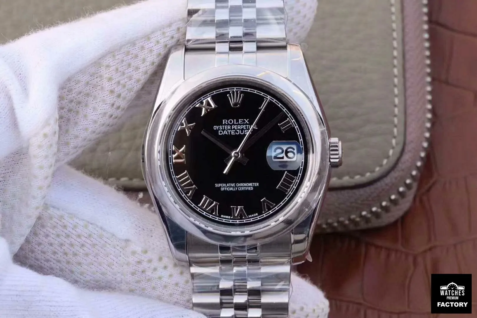 Rolex Datejust 116234 36mm AR Factory Black Dial Rome Time Scale