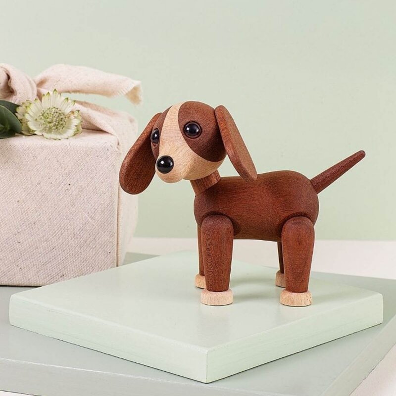 Twix Hund trefigur 11 cm mahogni