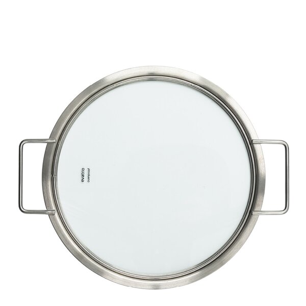 Glasslokk 24 cm børstet stål