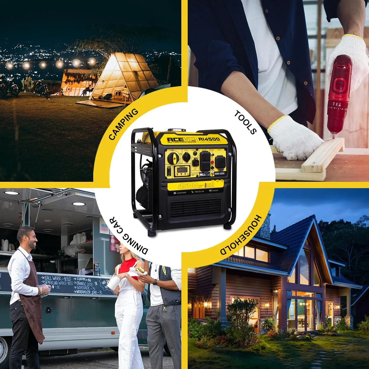 4500 Watt Open Frame Inverter Generator, Gas Generator 223CC RV-Ready, 4000W Generator EPA Compliant - Image 4