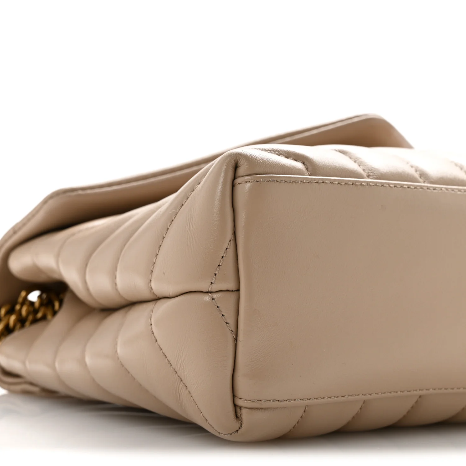 Calfskin Y Quilted Monogram Small Loulou Chain Satchel Dark Beige