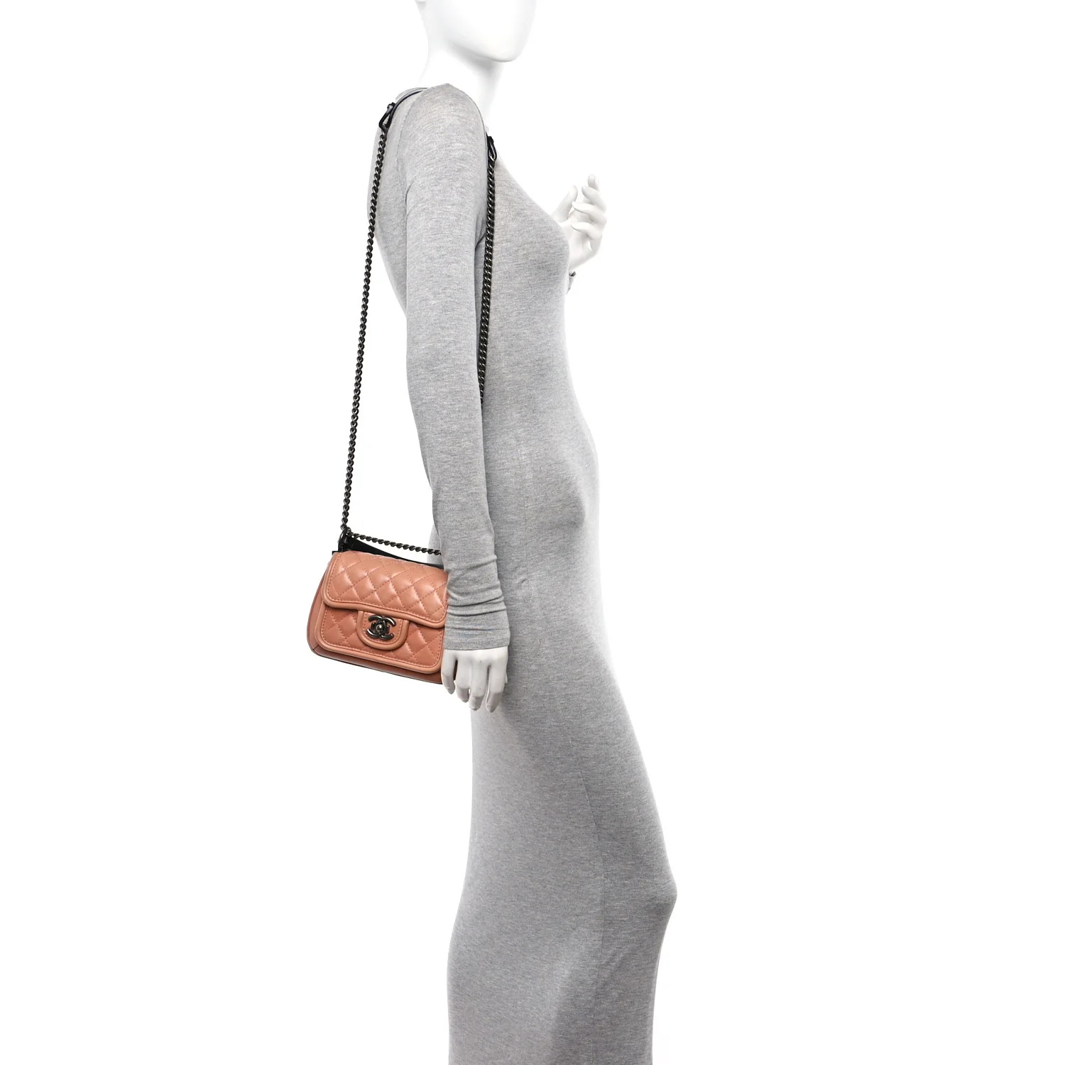 Calfskin Quilted Small Prestige Top Handle Flap Pink