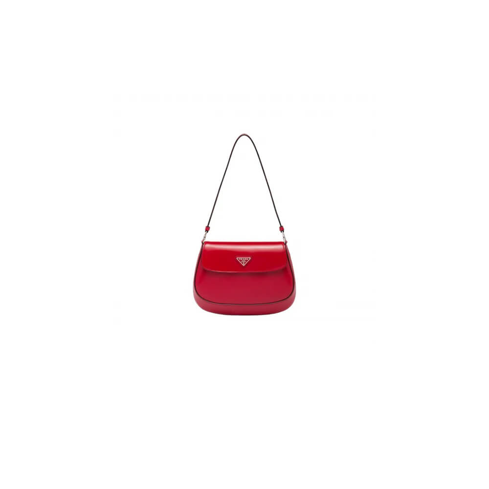 Small Prada Cleo brushed leather shoulder bag with flap