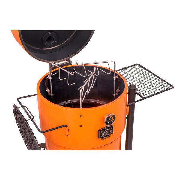 Bronco Pro Charcoal Drum Smoker and Grill in Orange with 366 sq in Cooking Space Image 7