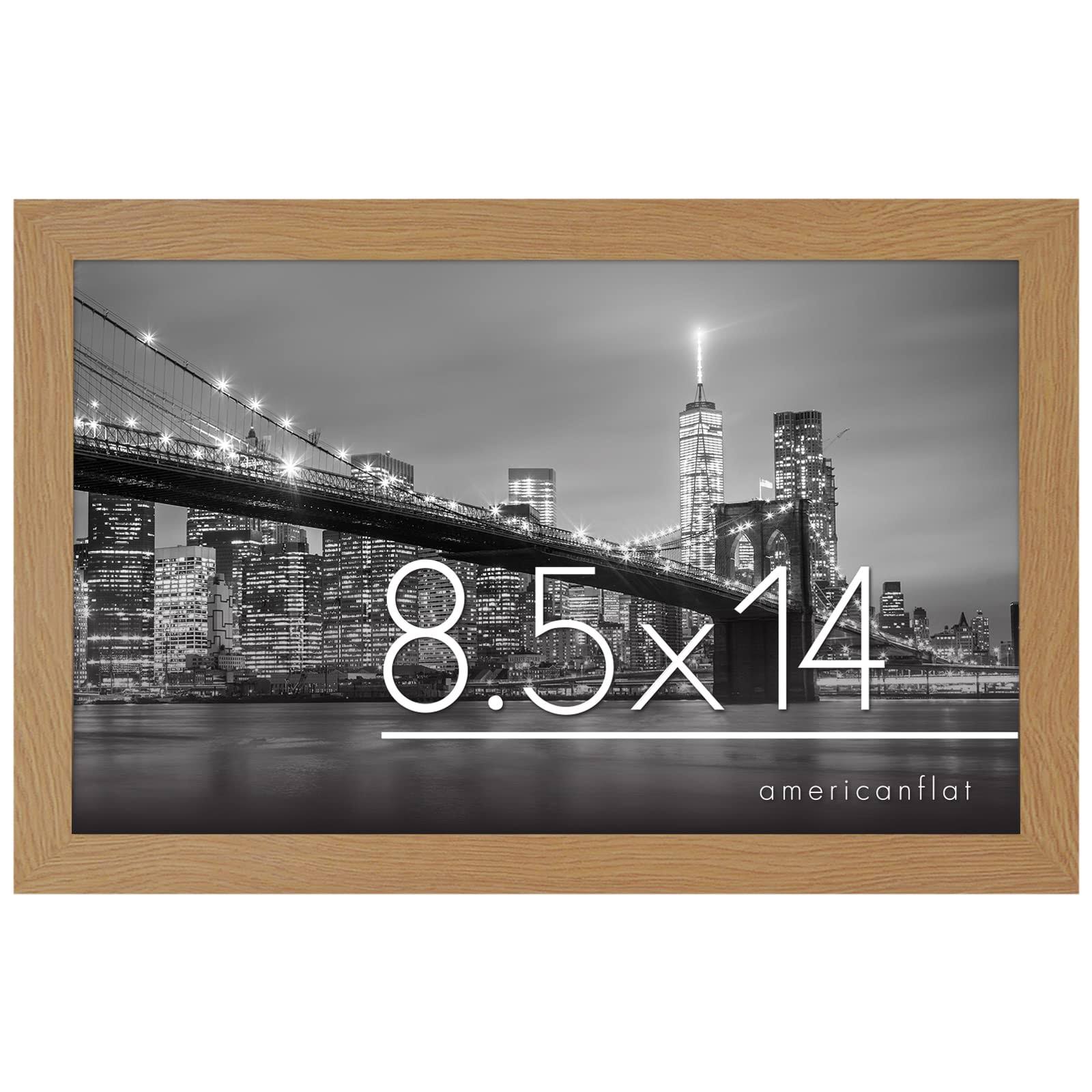 Americanflat 8.5x14 Picture Frame in Dark Oak - Engineered Wood with Shatter Resistant Glass - Horizontal and Vertical Formats for Wall