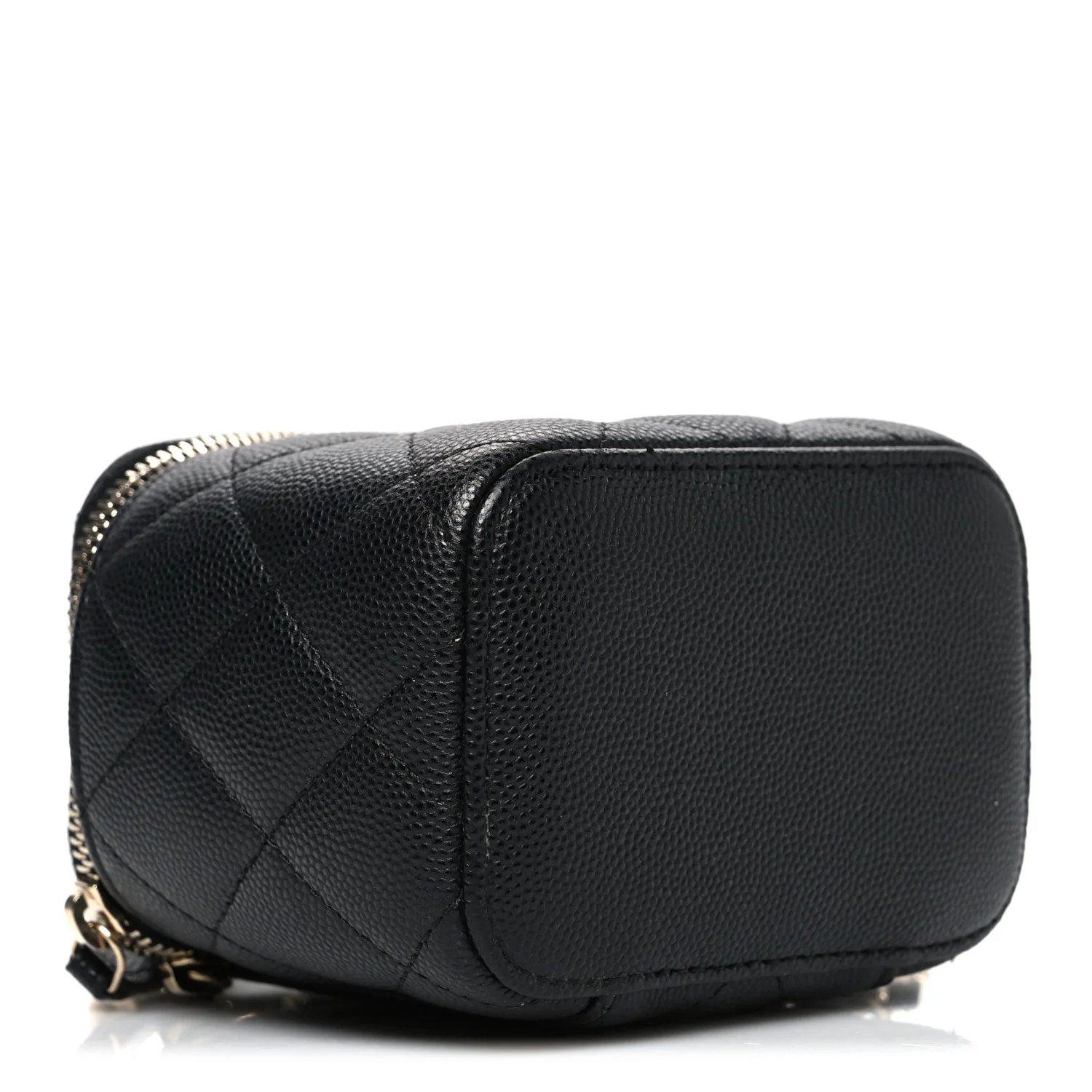 Caviar Quilted Mini Vanity Case With Chain Black
