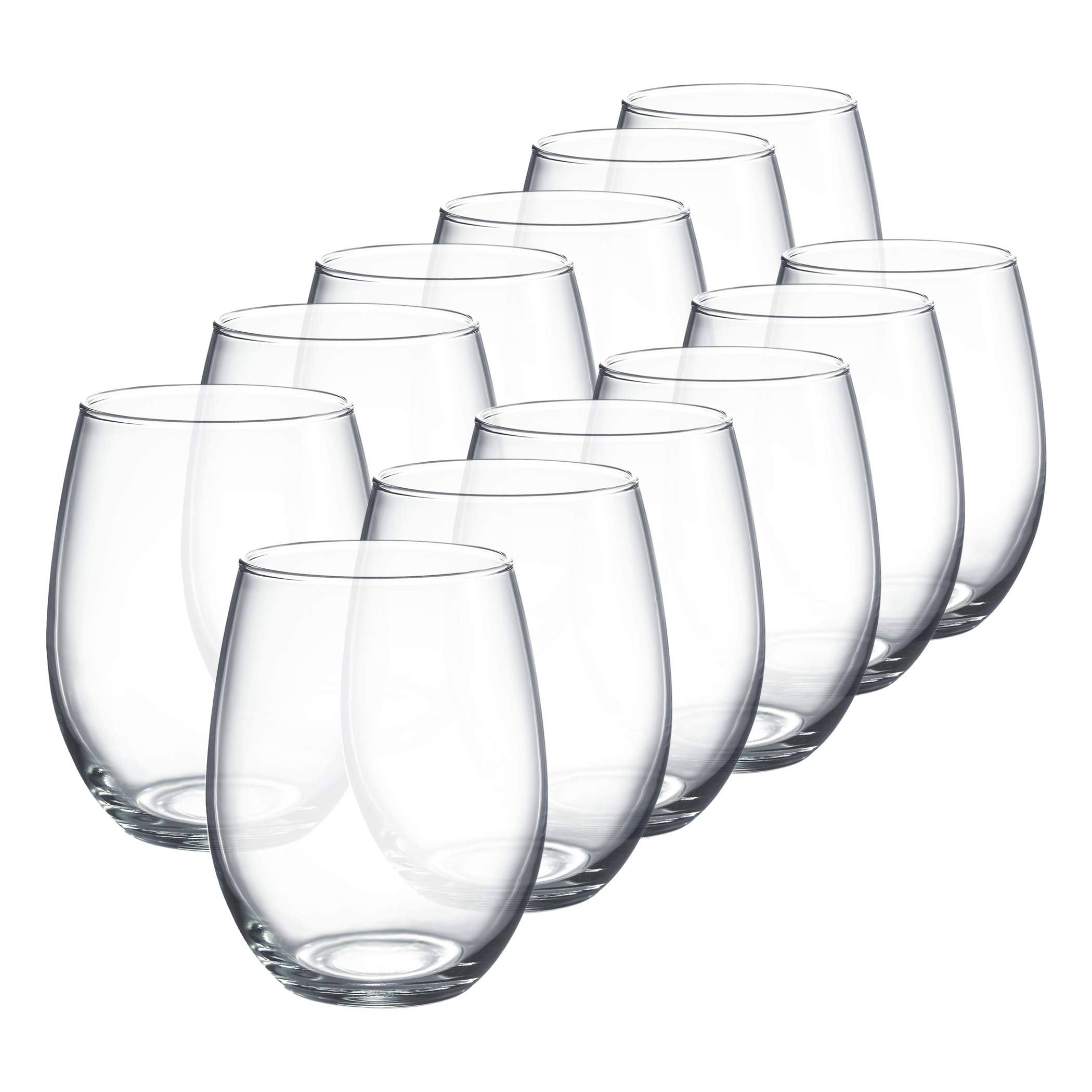 Luminarc Perfection Stemless Wine Glass Set of 12, 15 oz, Clear