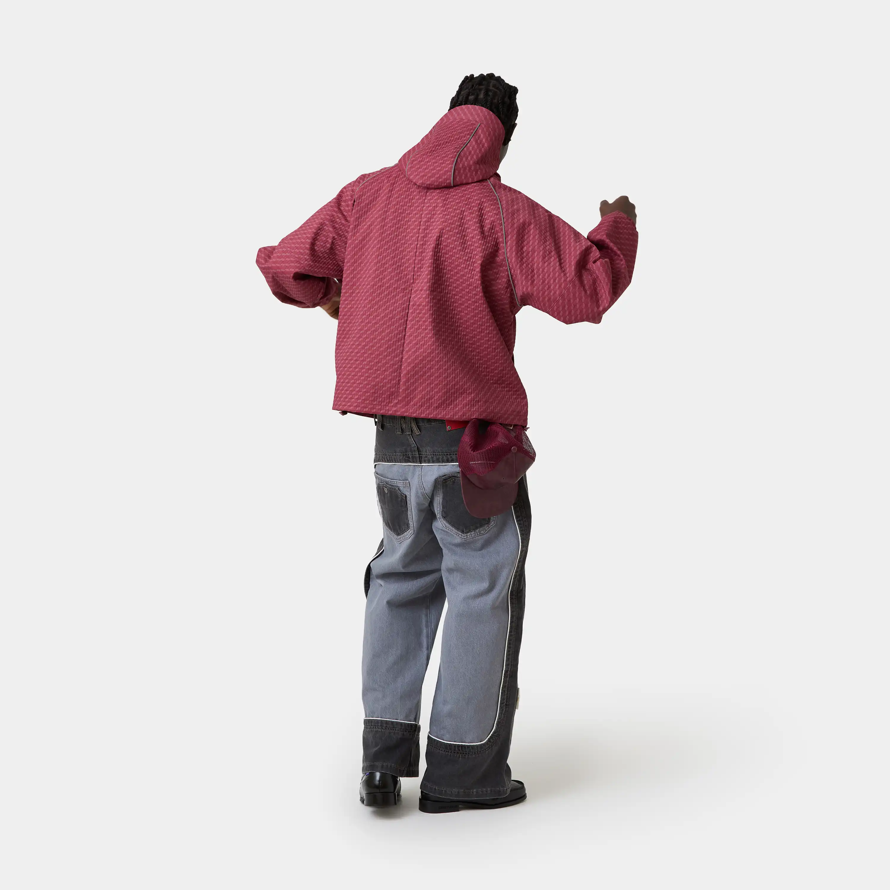 Echo Burgundy Grid Windbreaker