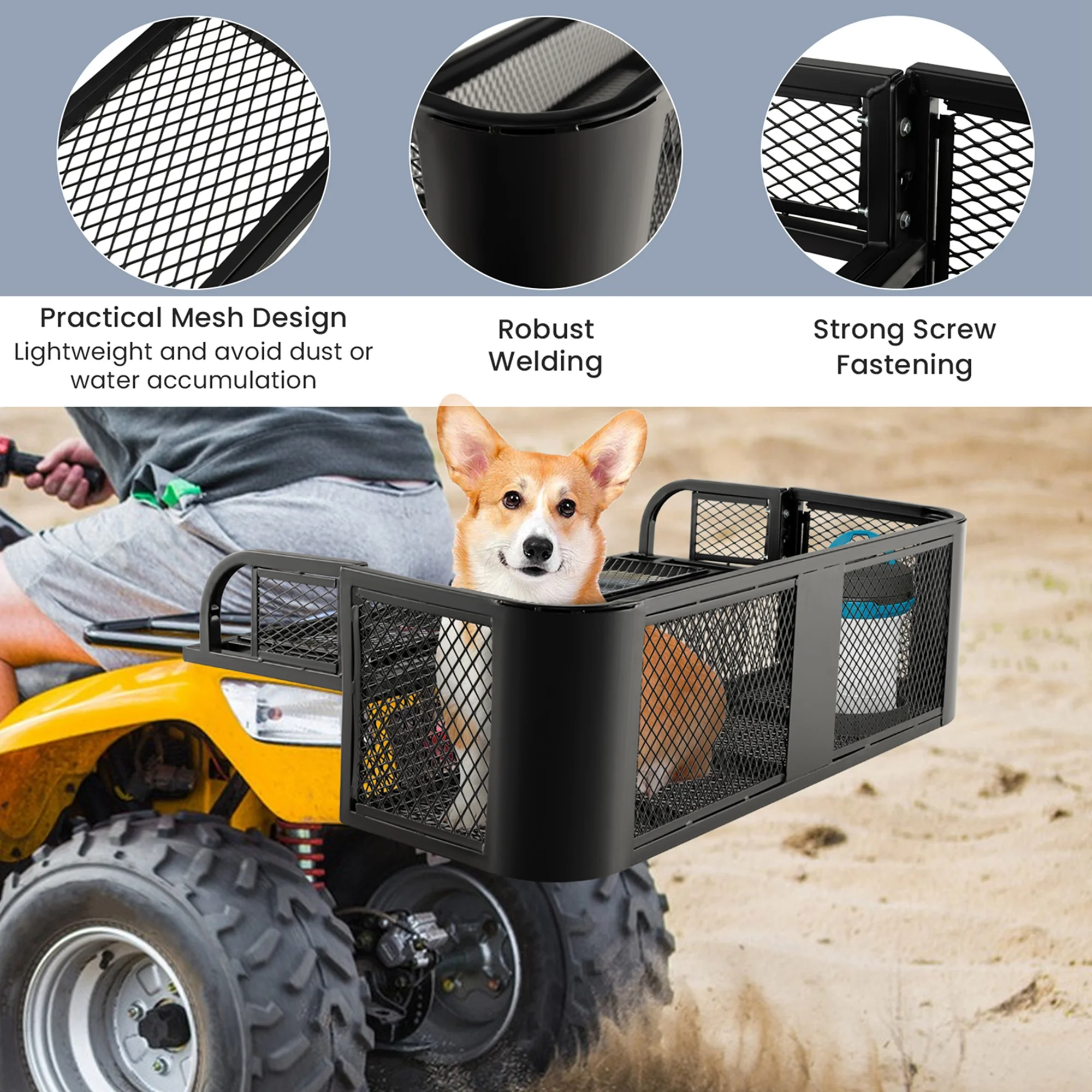 ATV UTV Universal Rear Drop Basket Rack Steel Cargo Hunting - Image 8
