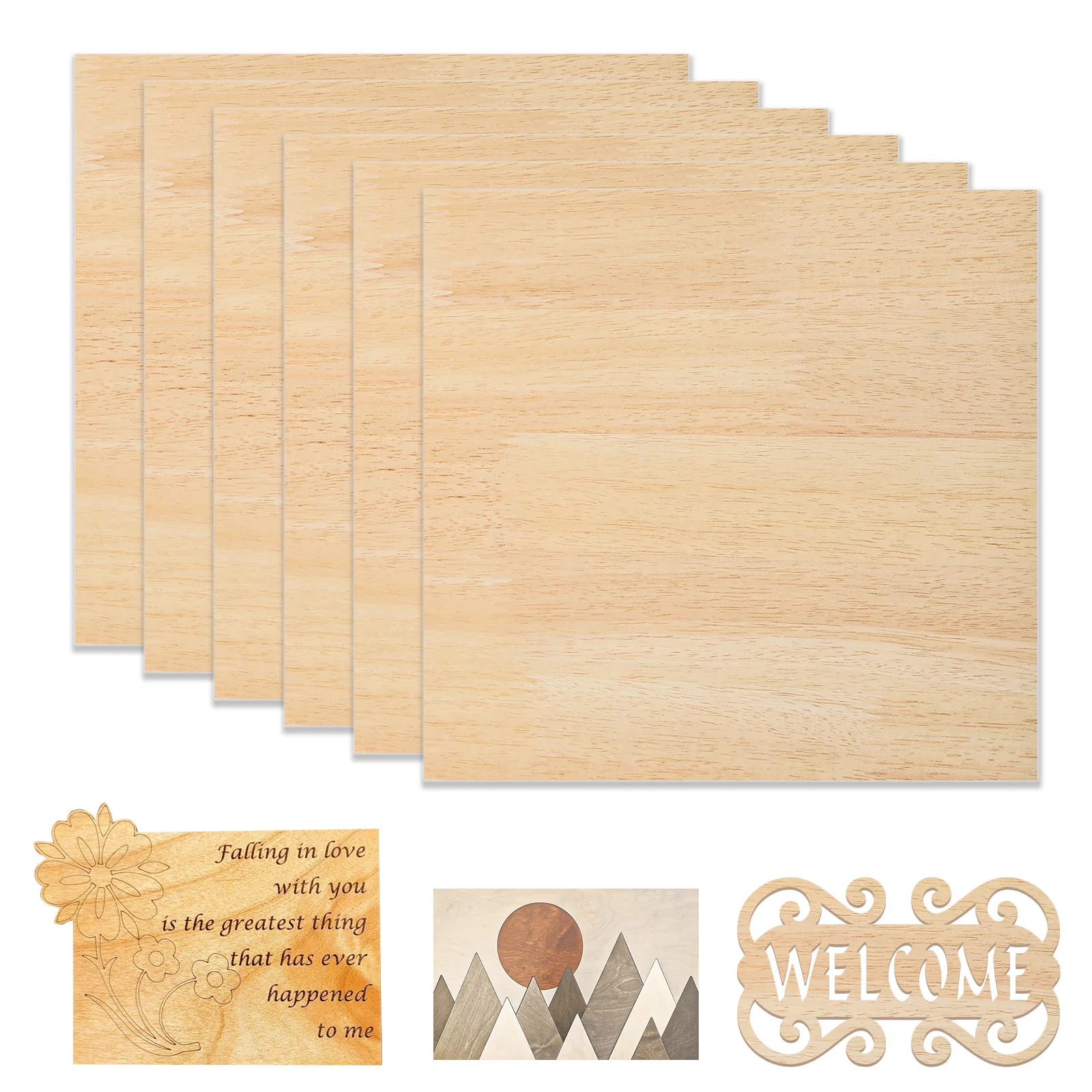 Contreplaqué de bois d'hévéa de 3 mm (6 pièces)