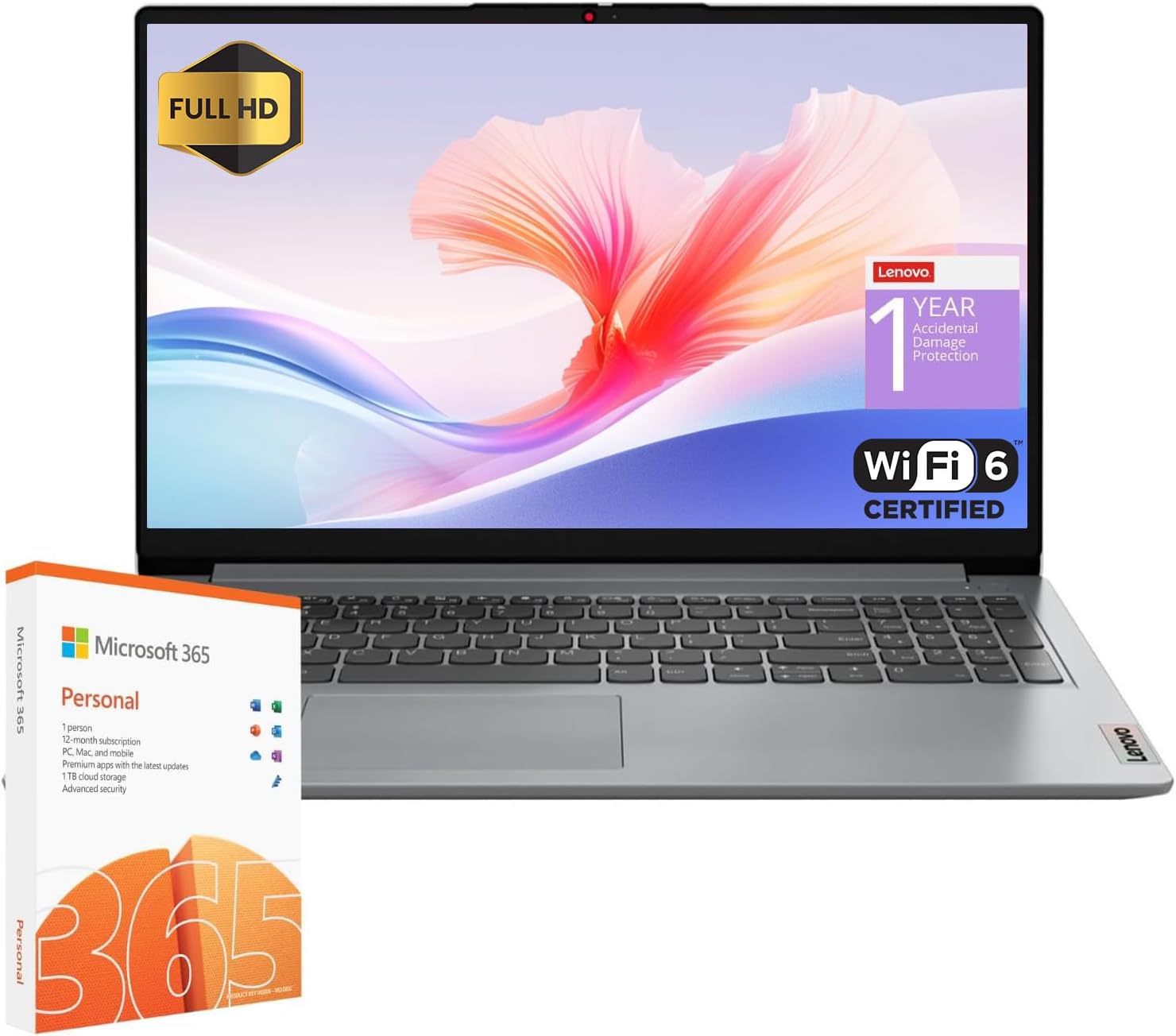 Lenovo IdeaPad 1 Student Laptop  Intel Dual Core Processor  8GB RAM  128GB eMMC + 1TB OneDrive  15.6