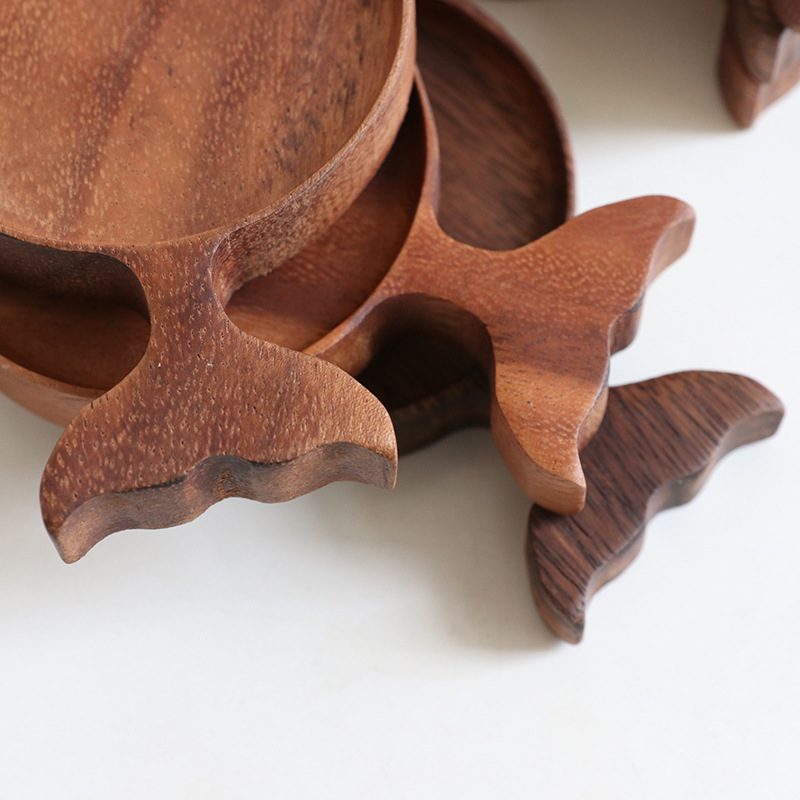 Acacia Wooden Fish Shape Snack Dessert Plate Acacia Wood Coaster