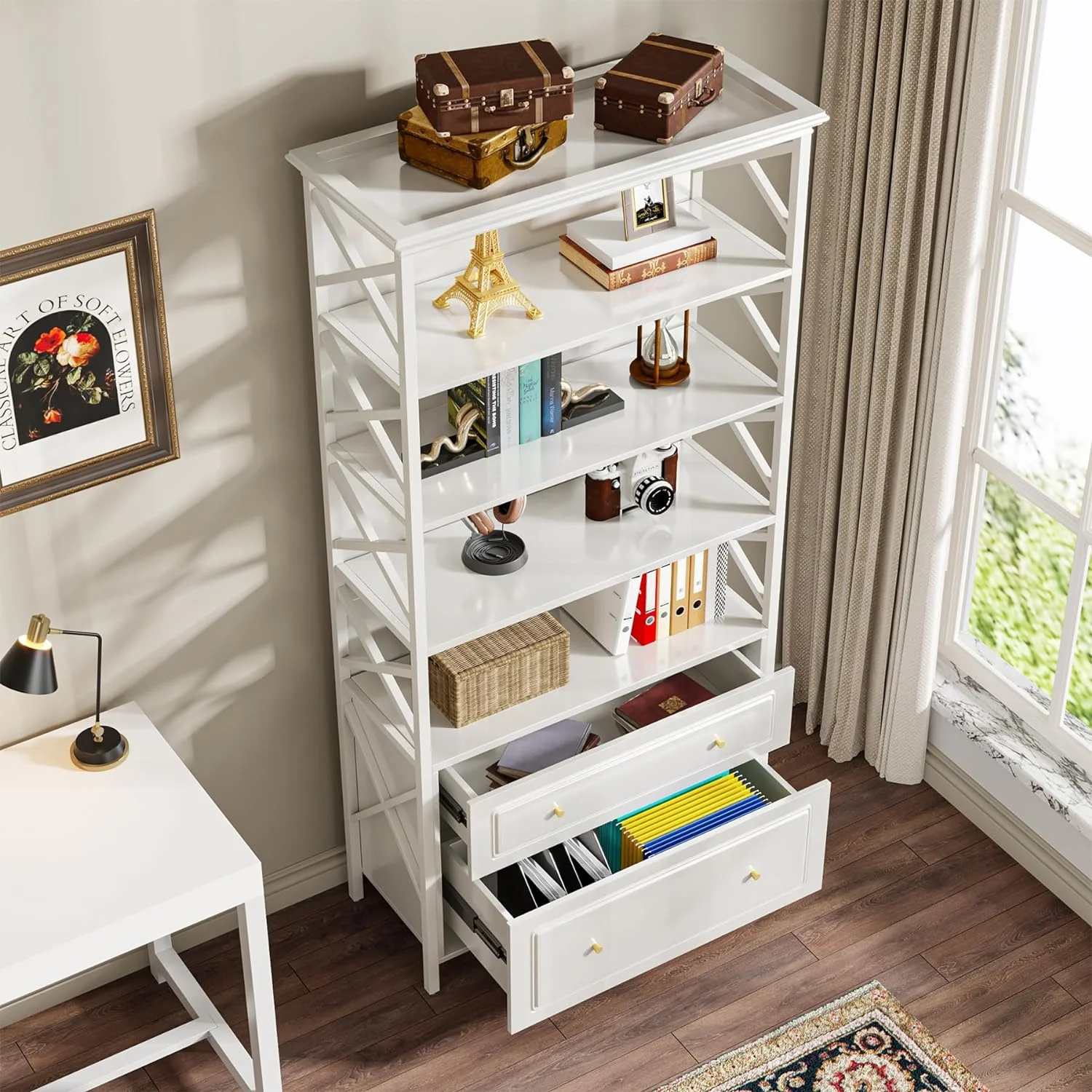 5-Tier Bookcase, 31.50 x 14.17 x 71.65 in(Black) - Image 9