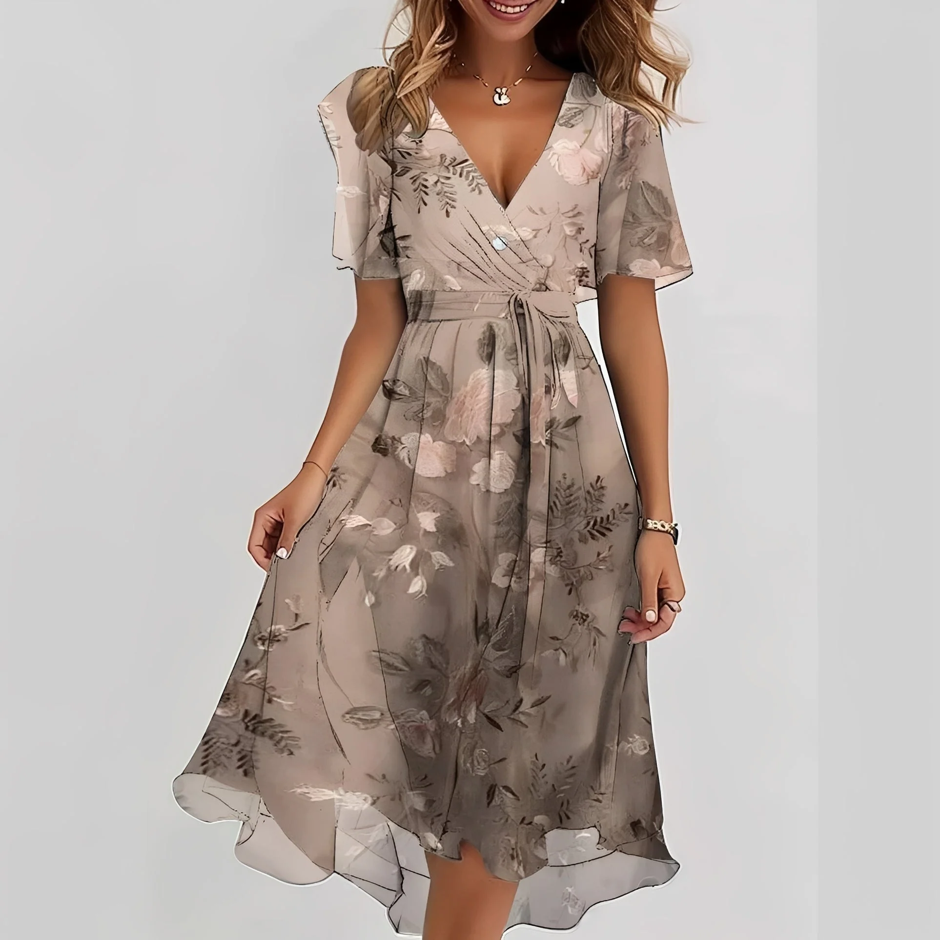 Emelia - Robe en chiffon à fleurs