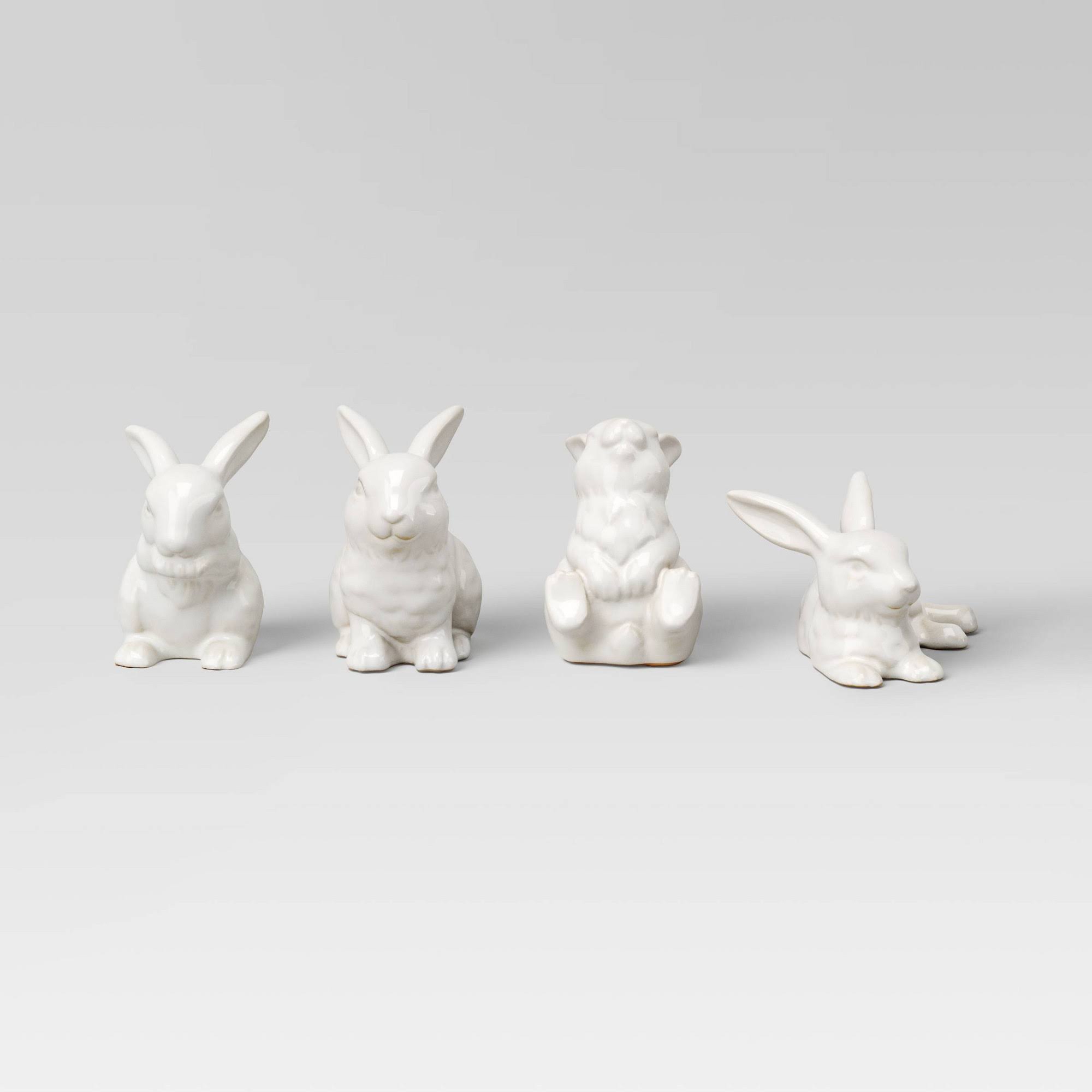Set of 4 Mini Ceramic Decorative Bunnies Ivory - Threshold