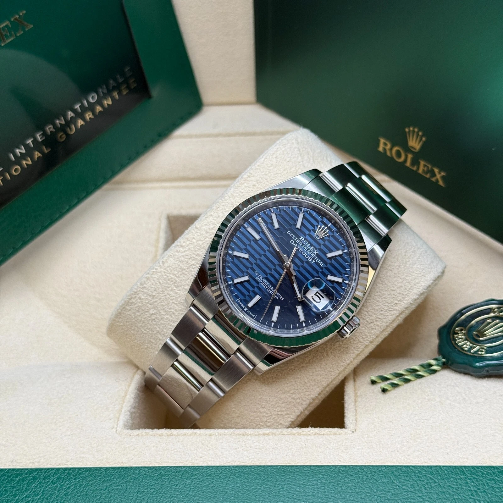 [Super Clone]RLX  Datejust 36mm 126234-0050 Blue Motif Dial 126234 Oyster Bracelet Fluted Bezel