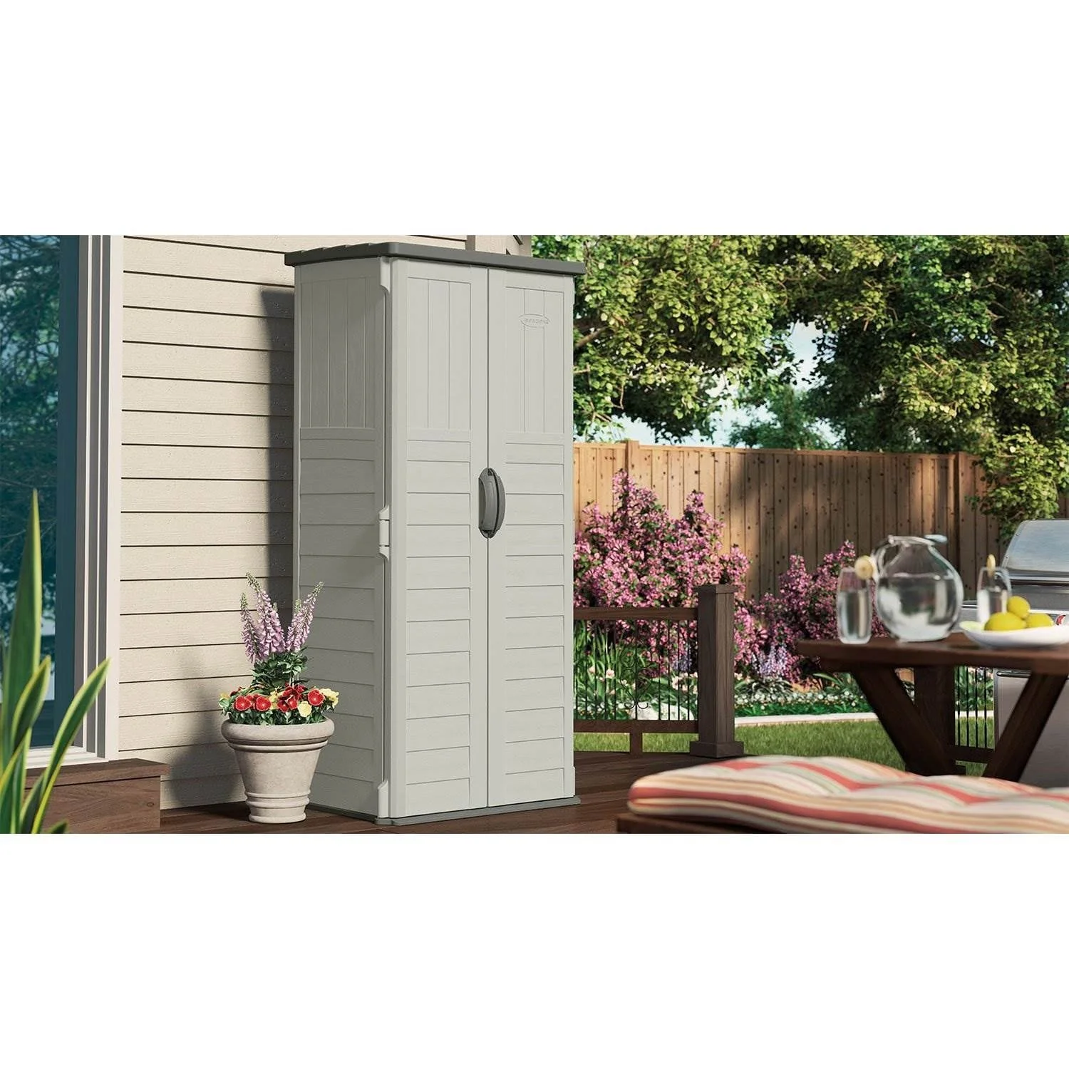 Suncast BMS1250 Resin Vertical Storage Shed Building, 22 cubic feet(1 Vertical Shed) Image 3