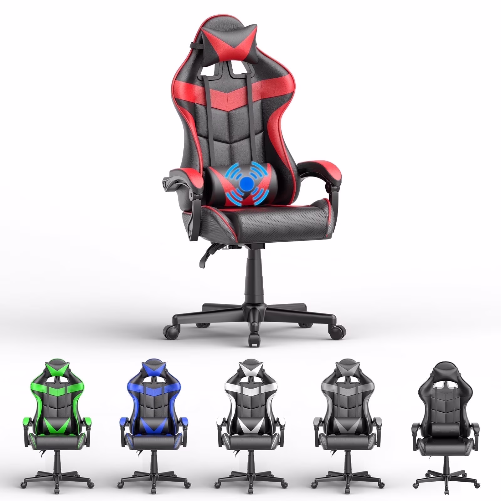 Gaming Chair with Massage, High Back Computer Gamer Chair for Adults and s, Ergonomic Game Chair with Adjustable Headrest and Lumbar Support (Blue)(��Z��Blue) - Image 7