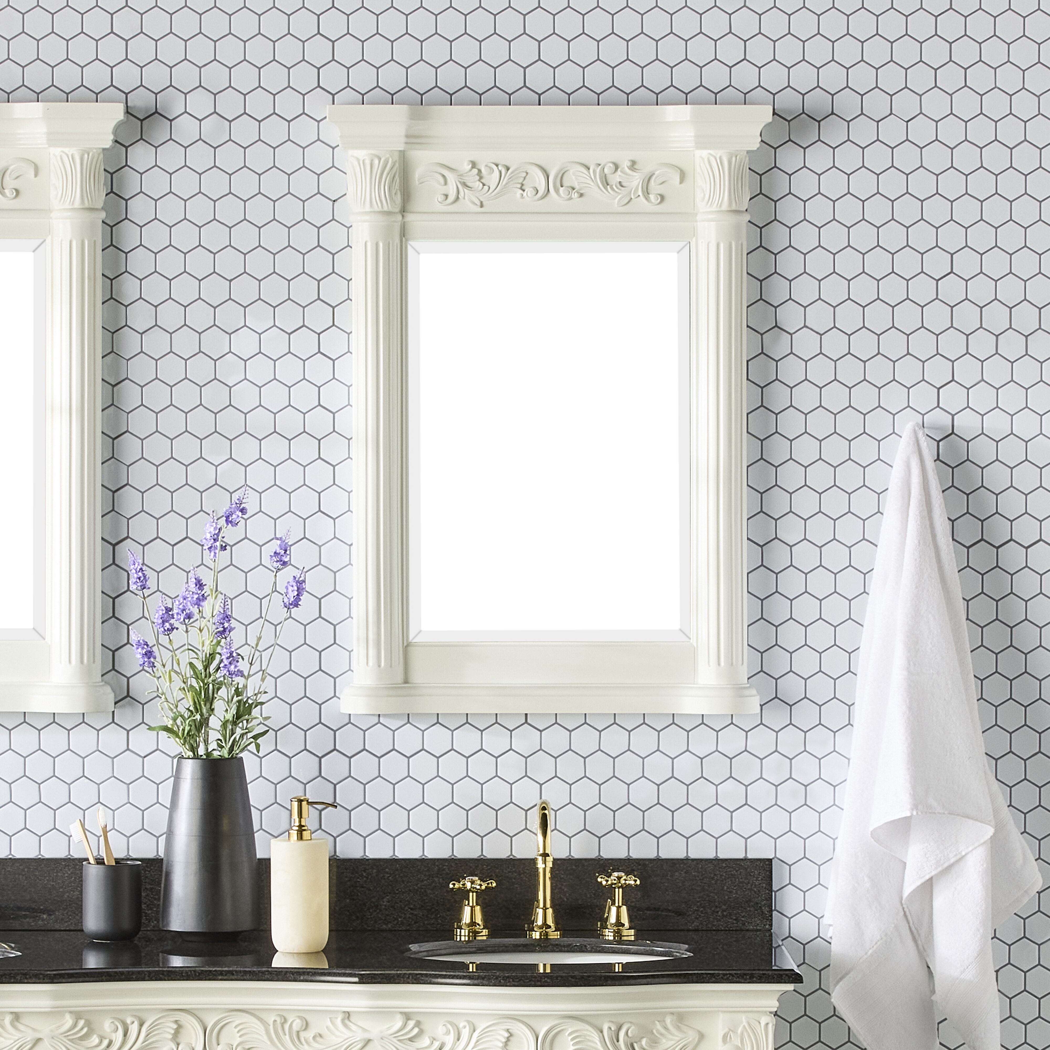 Rosette Vanity Mirror White 610mm