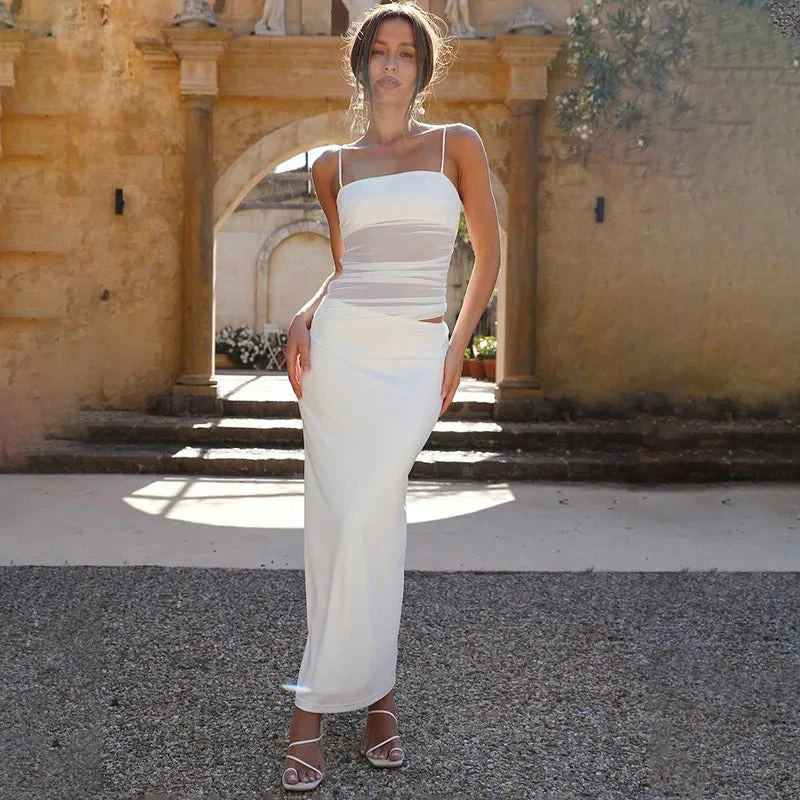 Sophie Paris | Robe longue à bretelles fines et fente