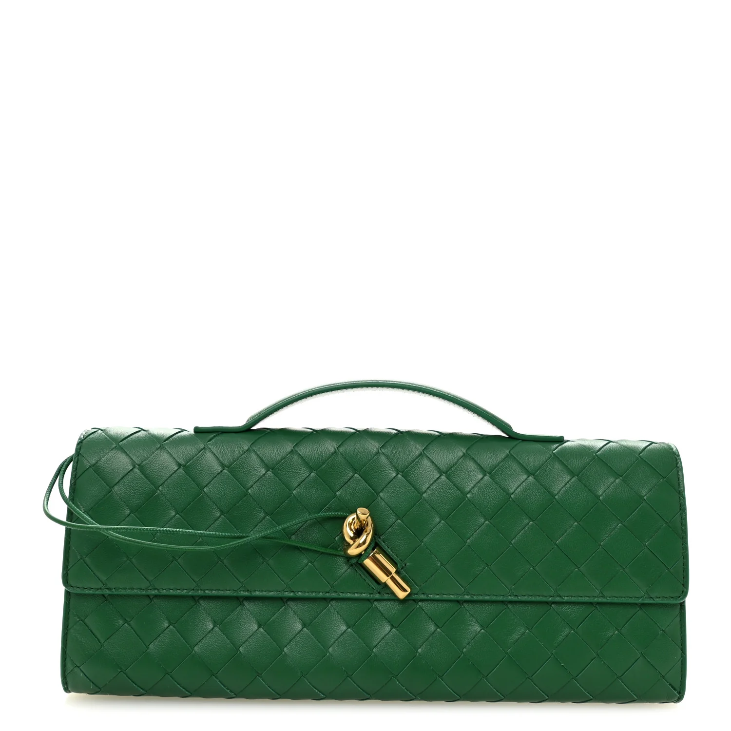 Nappa Intrecciato Long Andiamo Top Handle Clutch Jungle