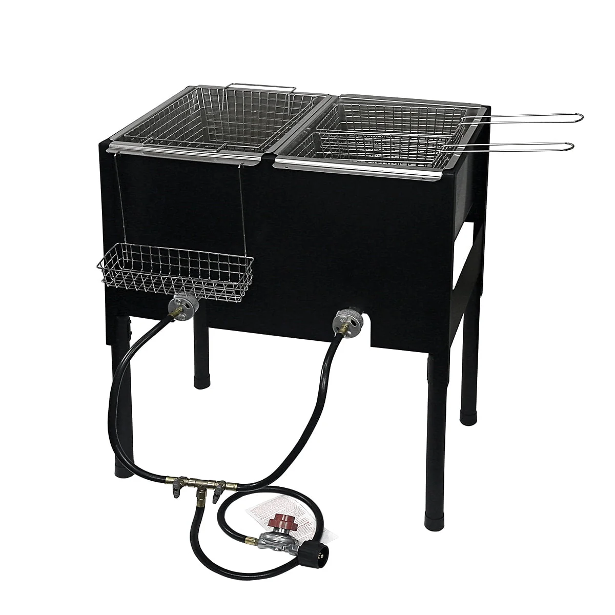 Barton High - Pressure Deep Fryer Triple Basket Dual Burner Stainless Steel Cooker Fryer Black
