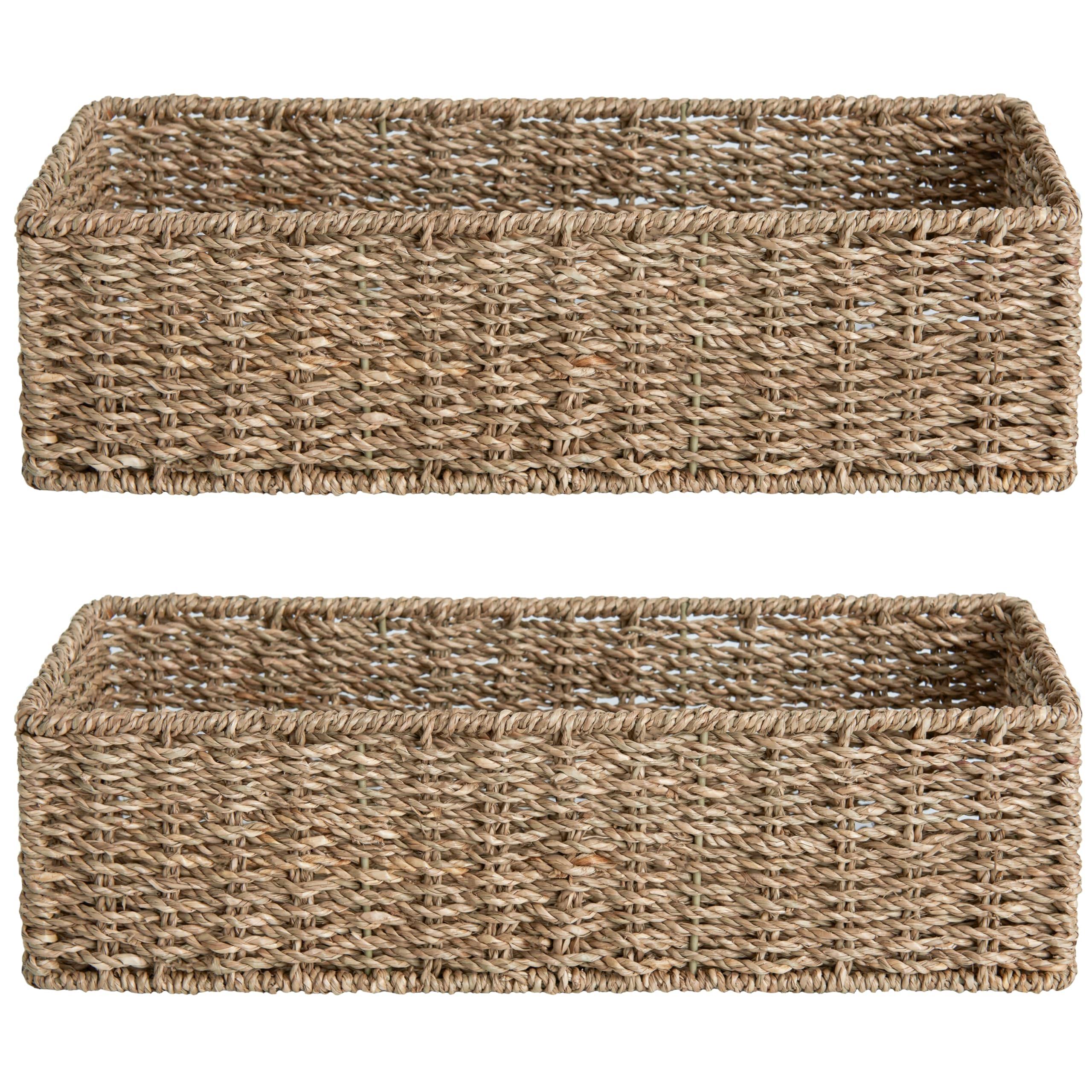 StorageWorks Seagrass Woven Storage Basket, Bathroom Storage Organizer Basket, Toilet Paper Basket, Storage Basket for Toilet Tank Top, 16.9 inch x