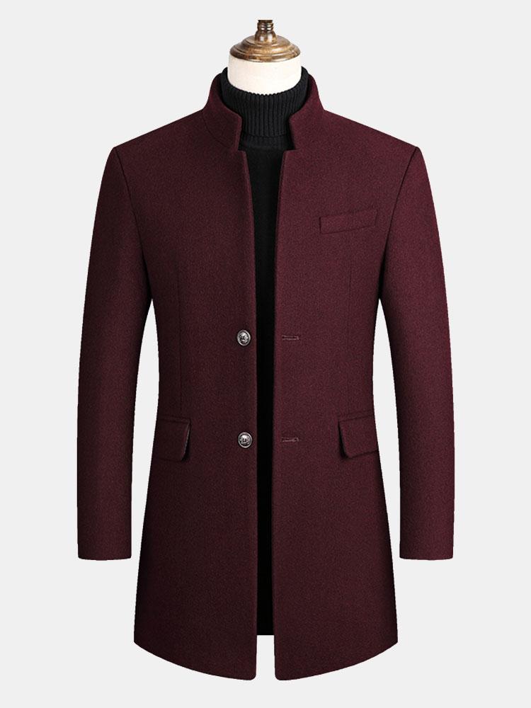Manteau en laine à col montant