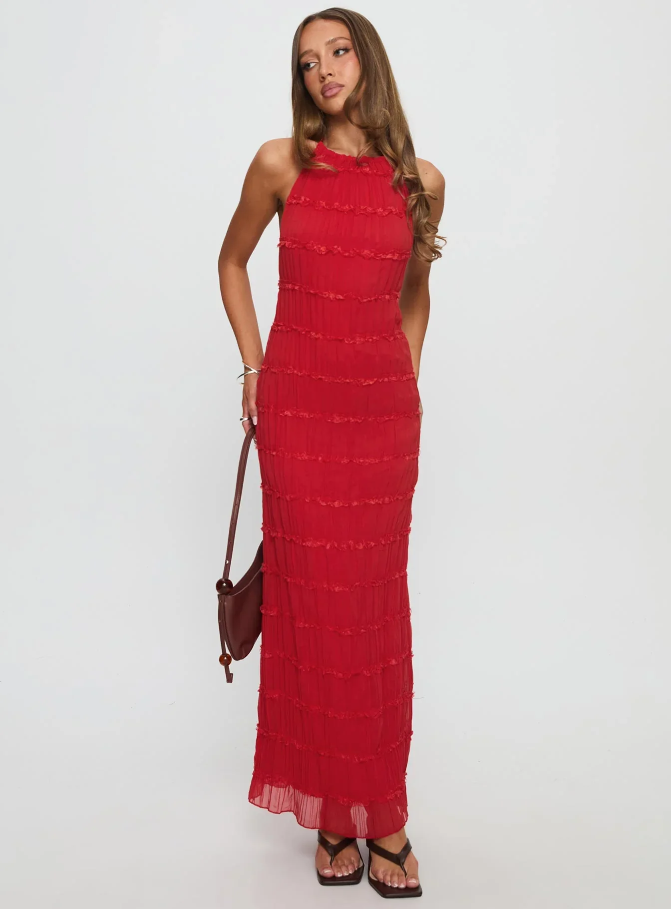 Klarissa Halter Maxi Dress Red