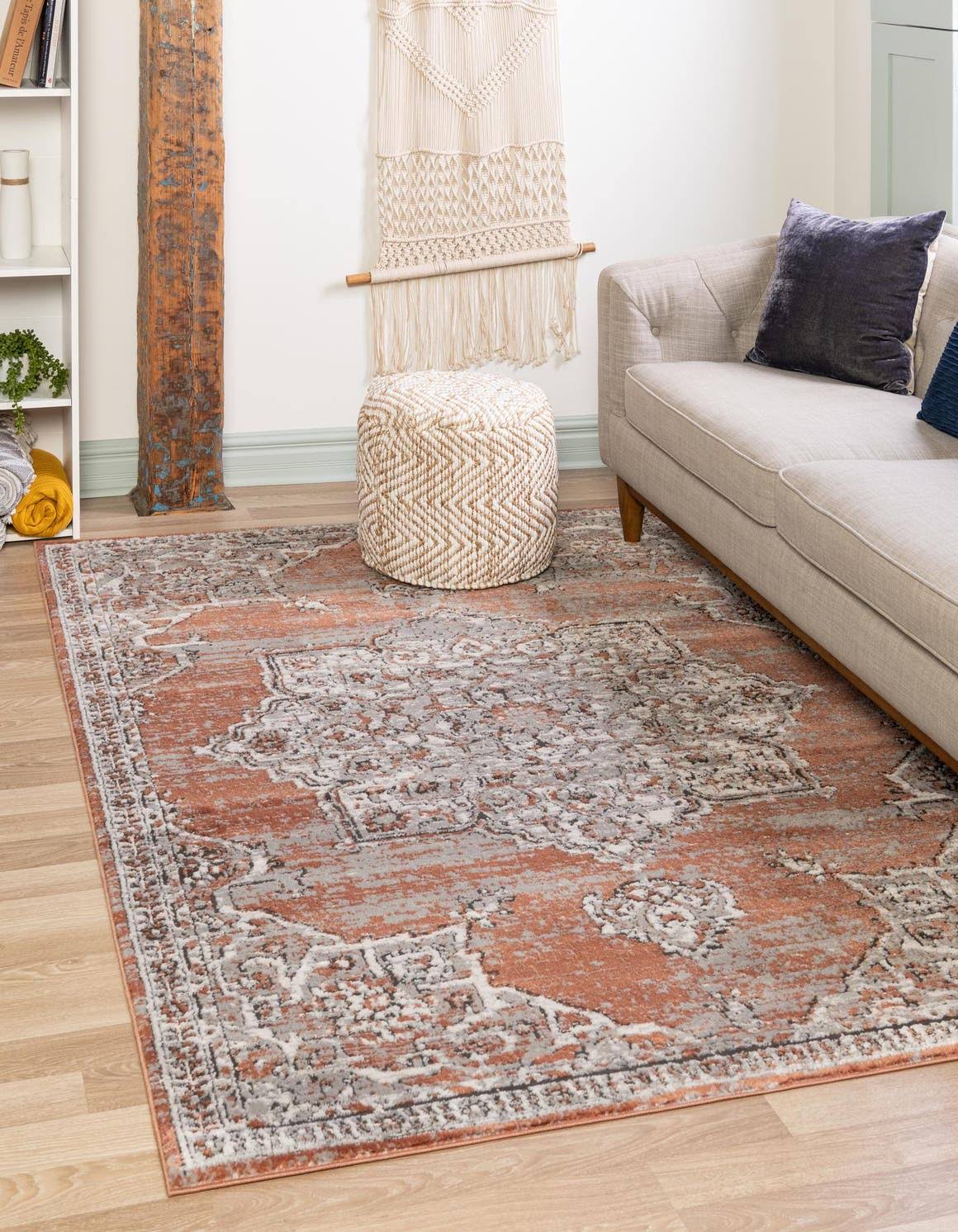 Unique Loom Nyla 9x12 Salmon Pink Large Area Rug