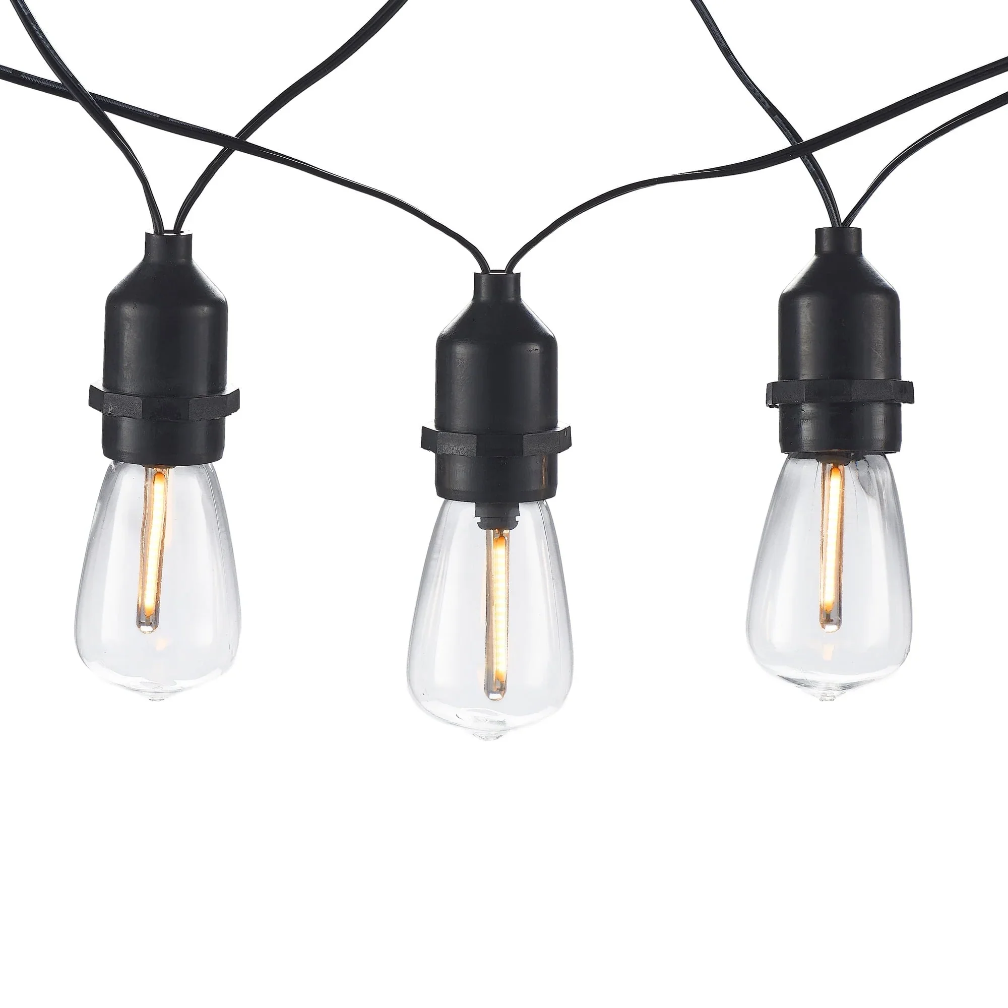 Better Homes & Gardens 15-Count Solar Powered Edison Outdoor String Lights, with Warm White LED Bulbs