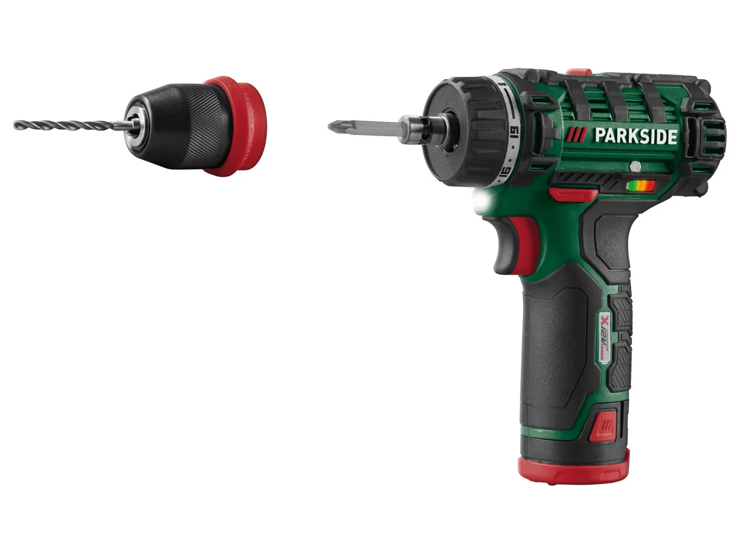 PARKSIDE Set perceuse-visseuse sans fil et 75 accessoires + 2 batteries + chargeur, 12 V