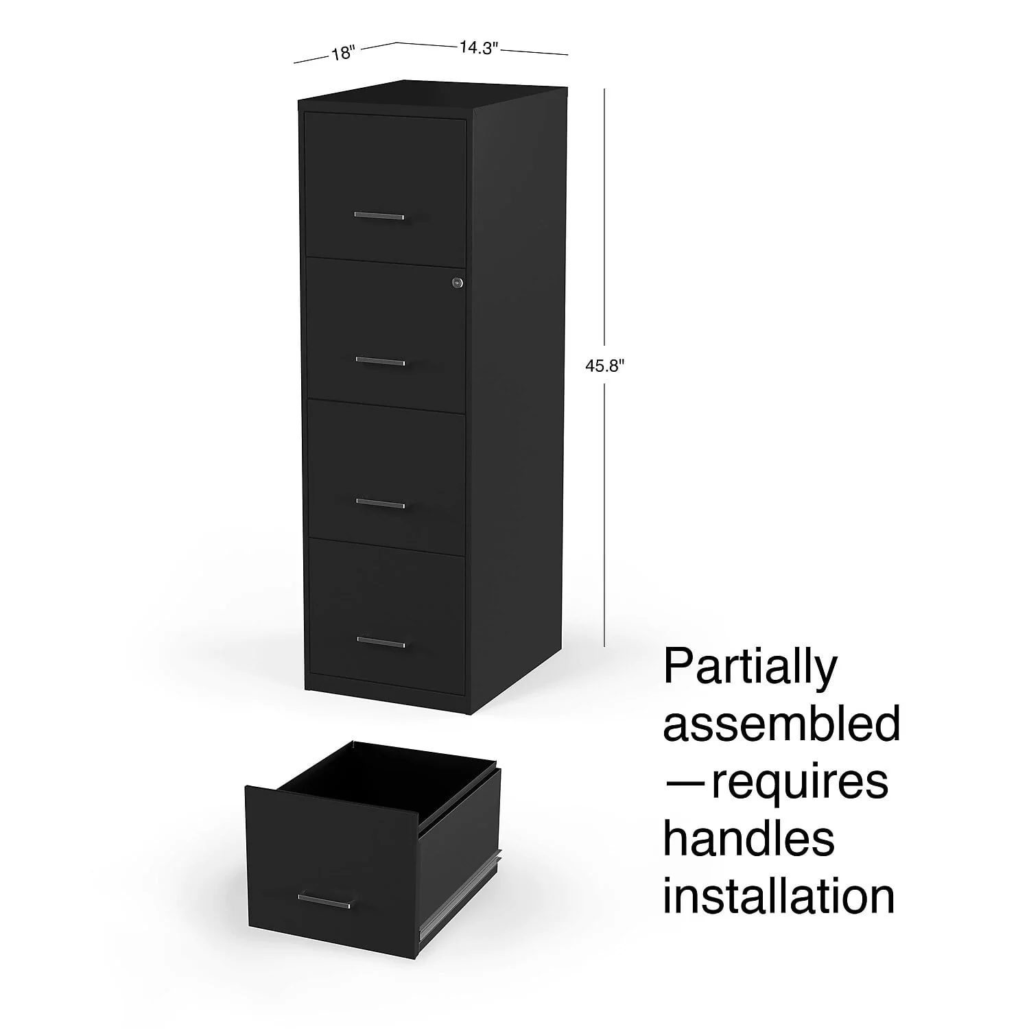 Staples 4 - Drawer Vertical File Cabinet Locking Letter Black 18