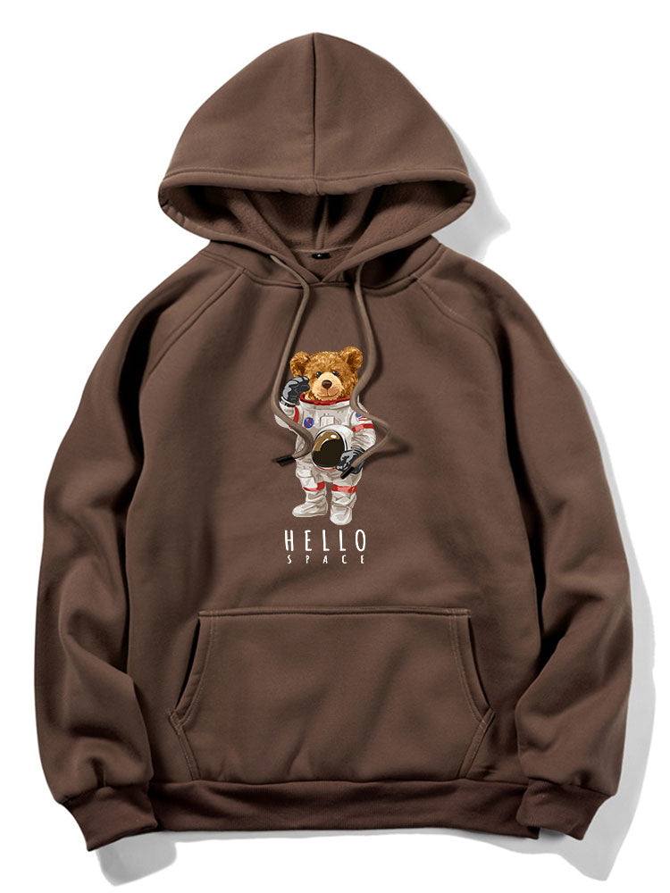 Sweat à capuche imprimé ours astronaute