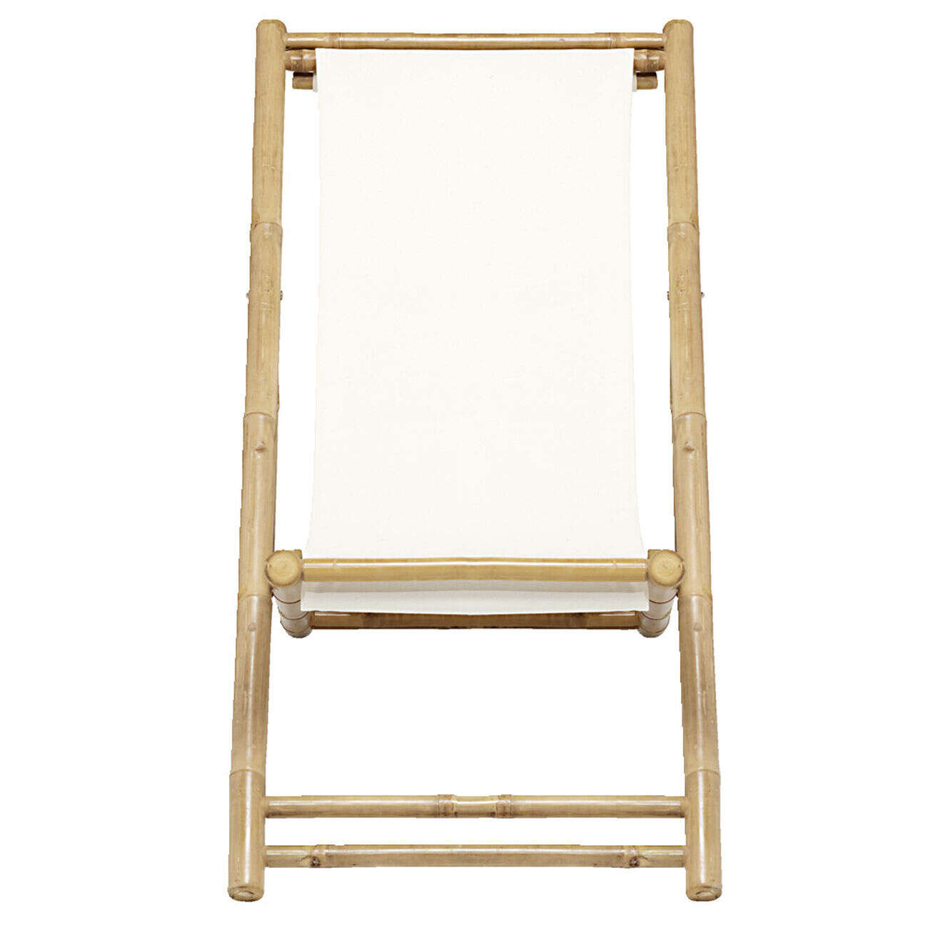 Chilienne pliante Laos bambou et tissu beige 121x60xH67cm