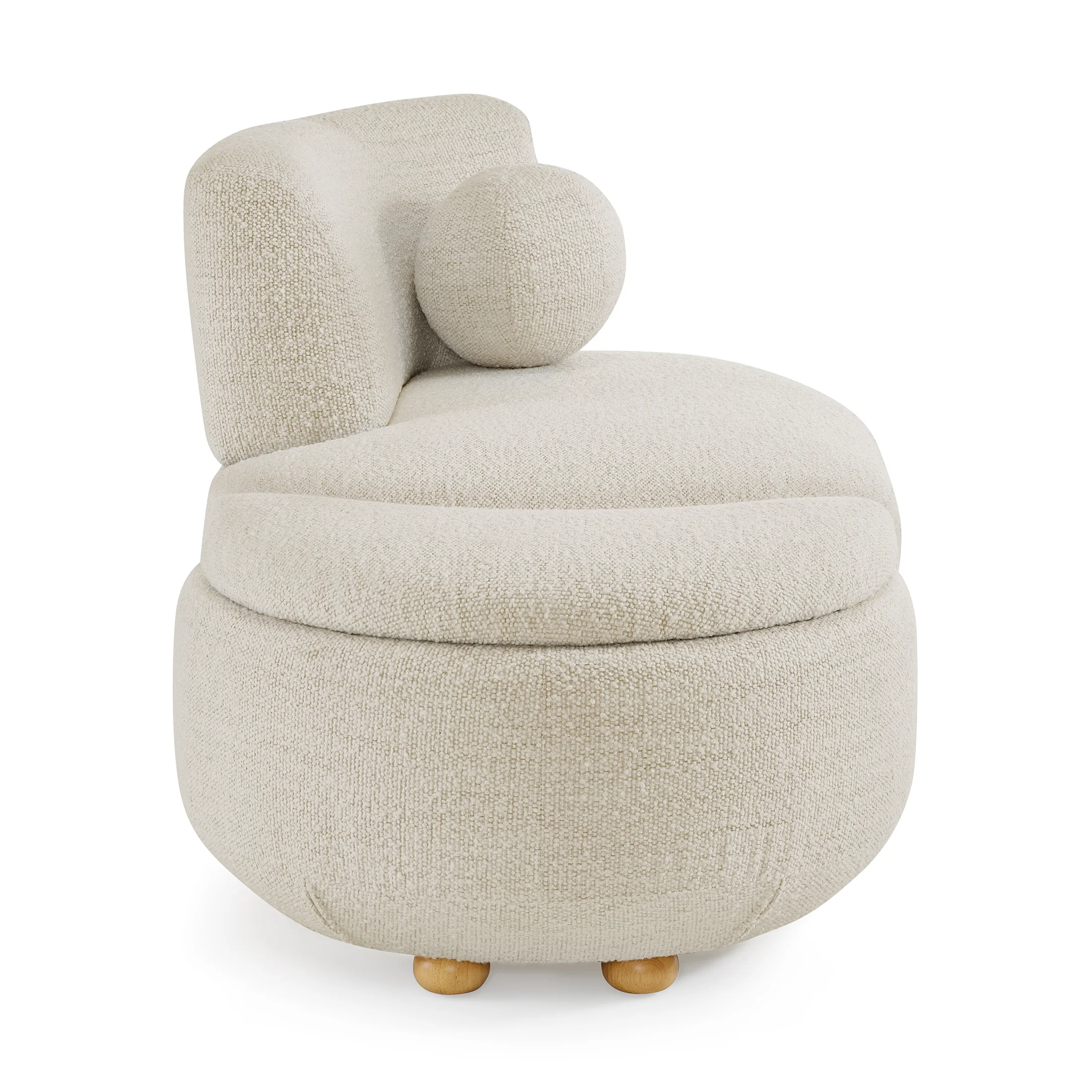 Juliet Modern Boucle Chaise Storage Ottoman, Pearl(White) - Image 7