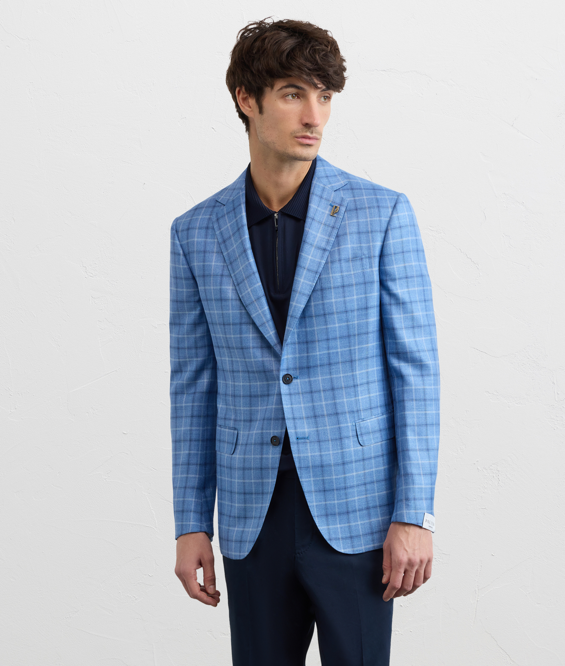 LIGHT BLUE BAMBOO VISCOSE VICENZA LINE HALF LINED JACKET