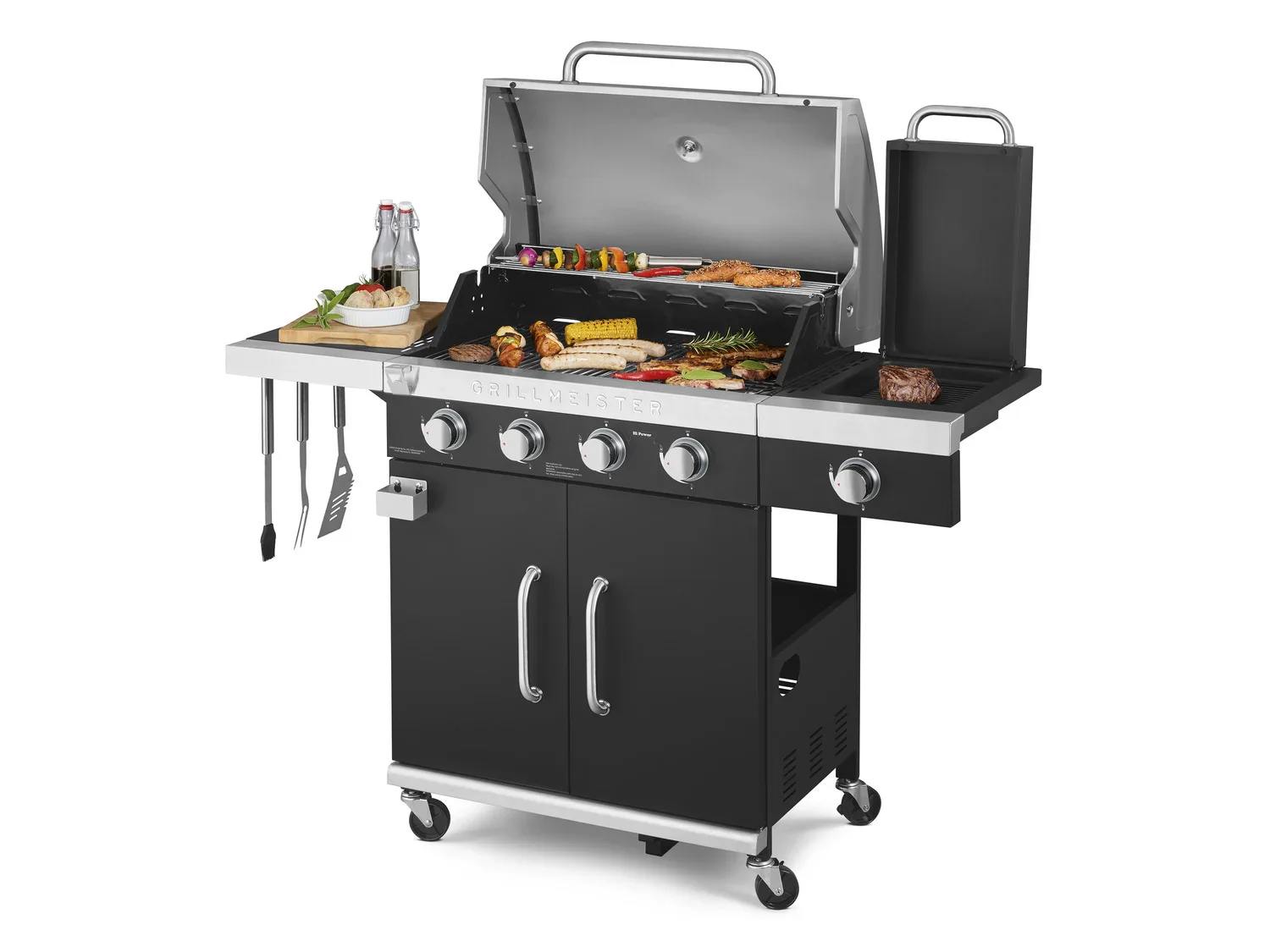 GRILLMEISTER Barbecue  gaz, avec 4 zones de cuisson