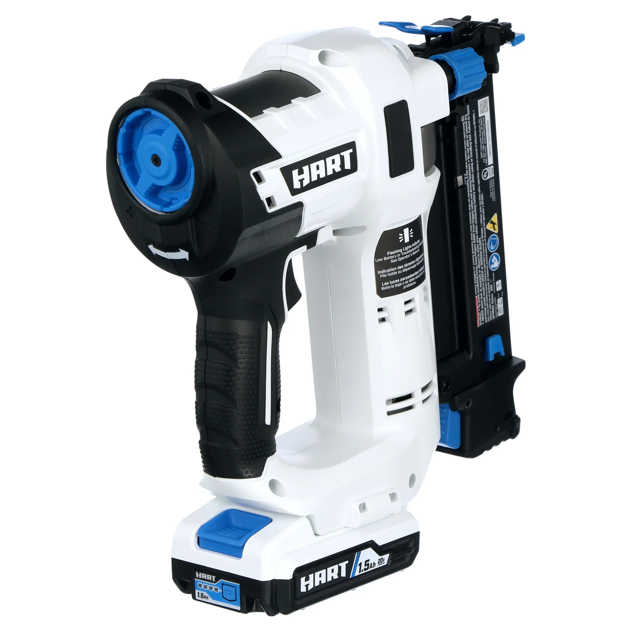 HART 20-Volt 2-inch 18-Gauge Battery-Powered Brad Nailer Kit, (1) 1.5Ah Lithium-Ion Battery