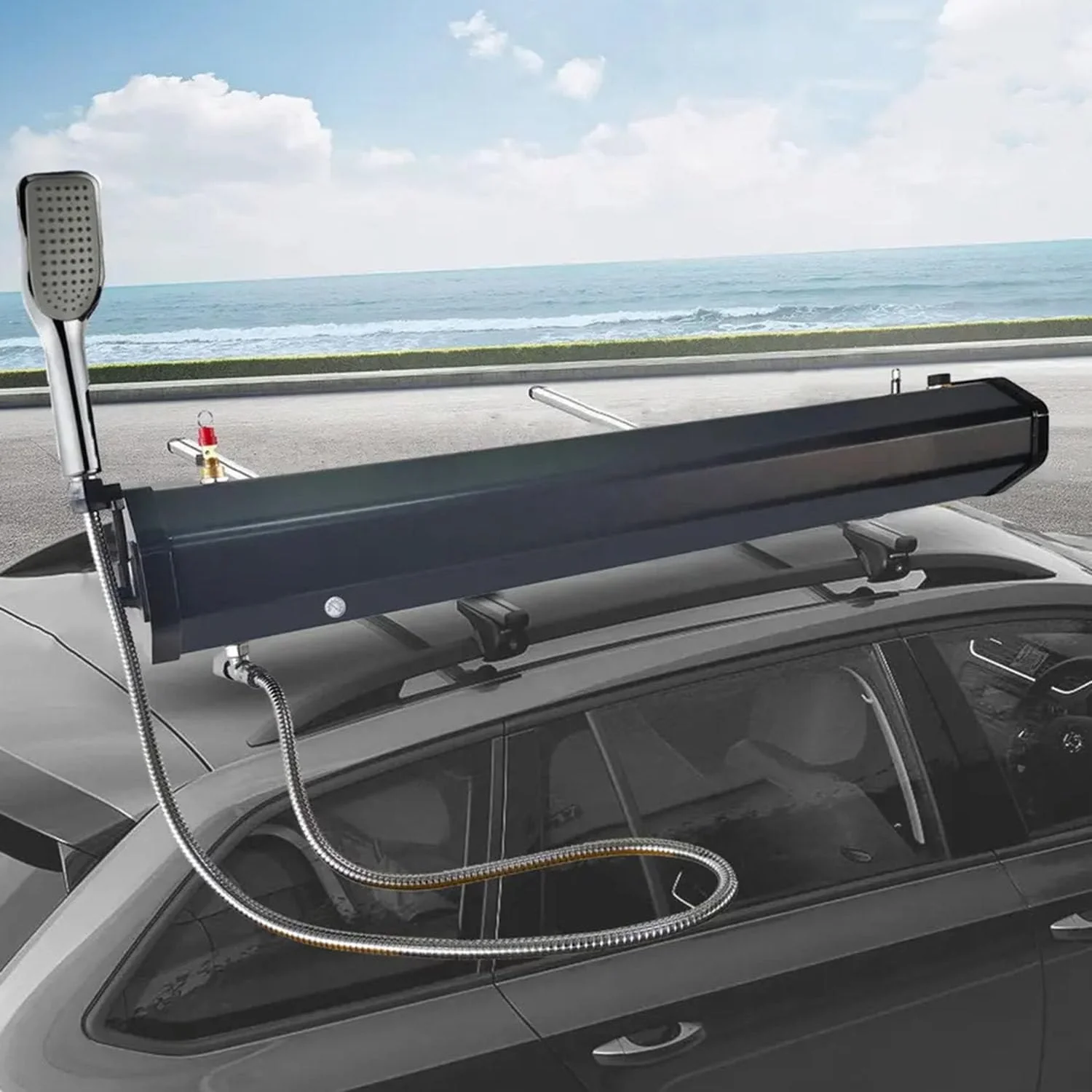 Portable Water Tank for Camping, 18L Pressurized Roof Rack Water Tank with Handheld Shower Head for Outdoor Activities and Water Storage