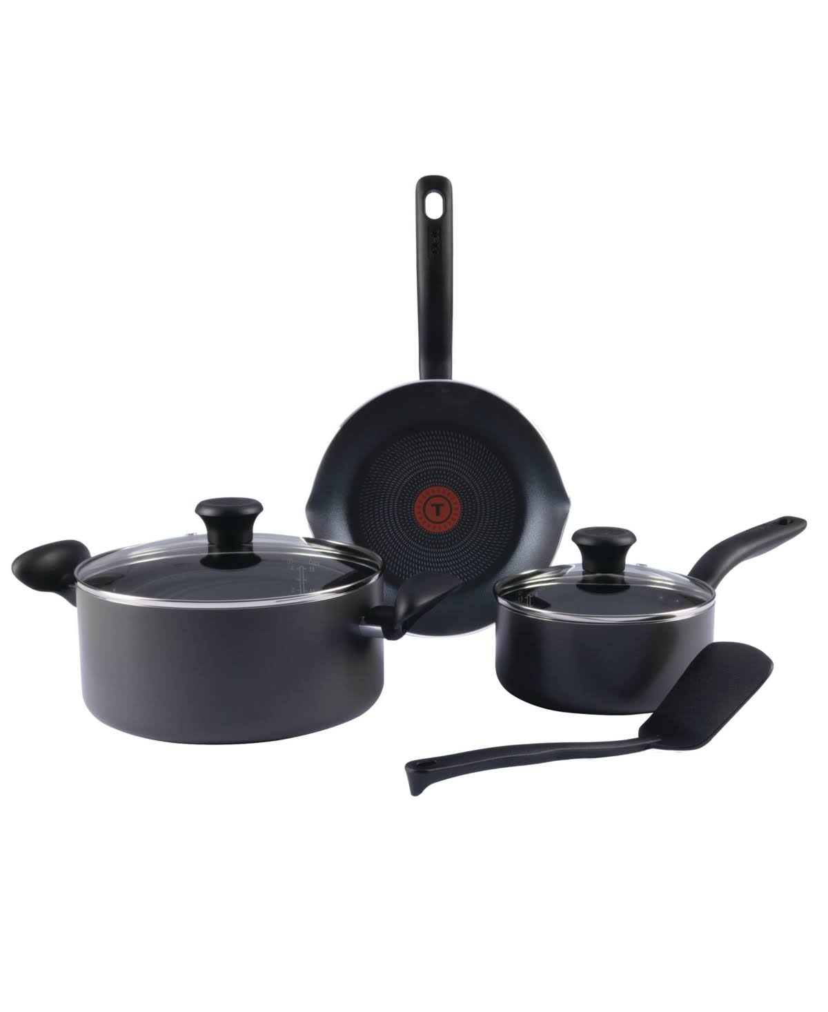 T-Fal Initiatives Aluminum 6 Piece Cookware Set - Black