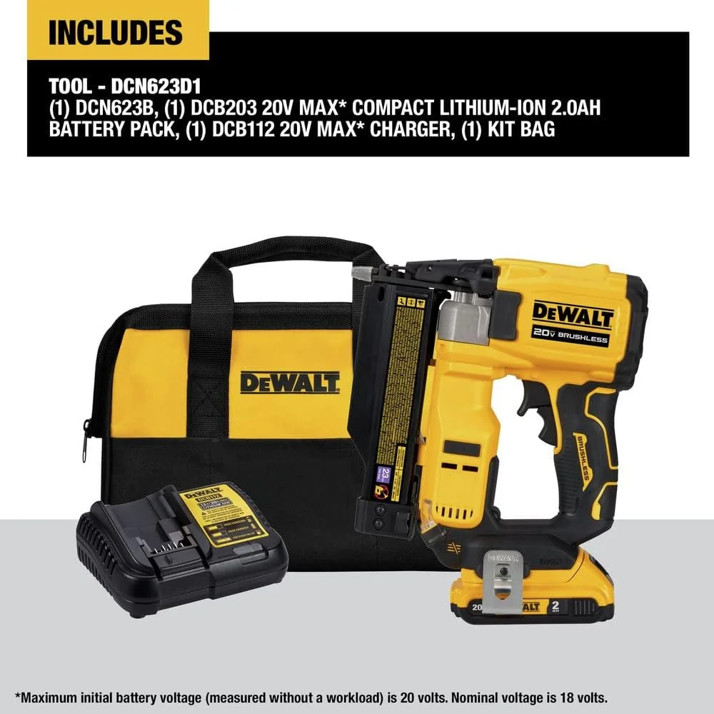 DCN623D1 20-Volt MAX Atomic Compact Cordless Pin Nailer Kit, Brushless Motor, 23 Gauge, Battery Quantity 1(1) - Image 3
