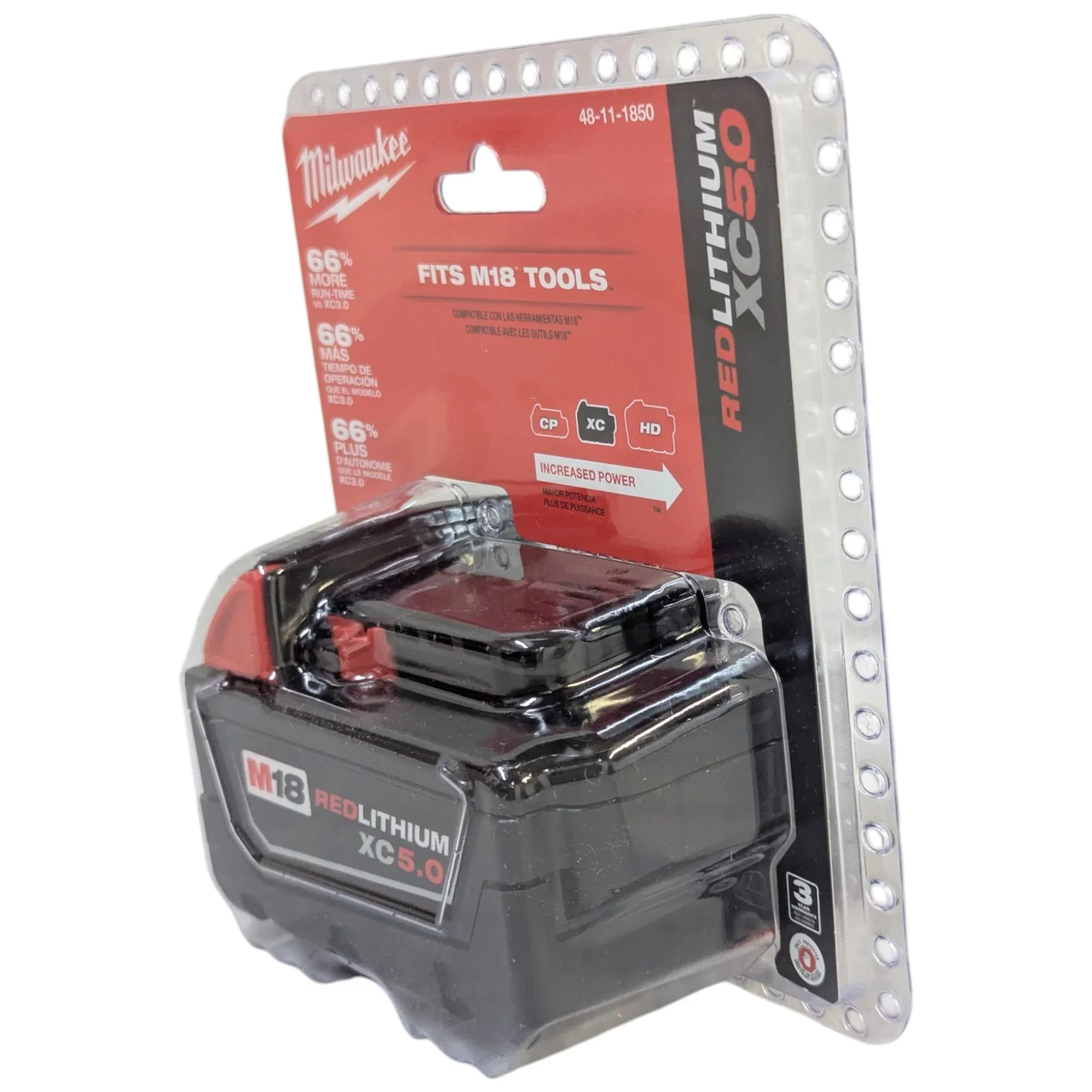 Milwaukee 48-11-1850 M18 REDLITHIUM XC 5.0Ah Battery Pack �C 18V Lithium-Ion Rechargeable Power Tool Battery