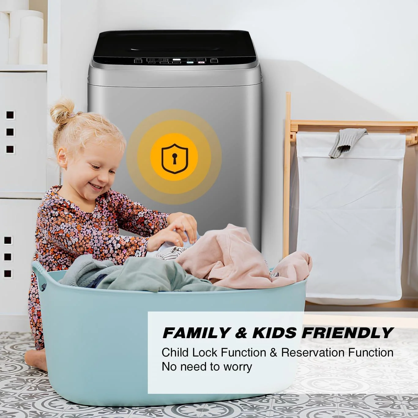 Portable Washing Machine, 25 lbs Full Automatic Washer with 10 Programs 8 Water Levels, Top Load Clothes Washing Machines with LED Display for Home, Apartment, Grey - Image 5