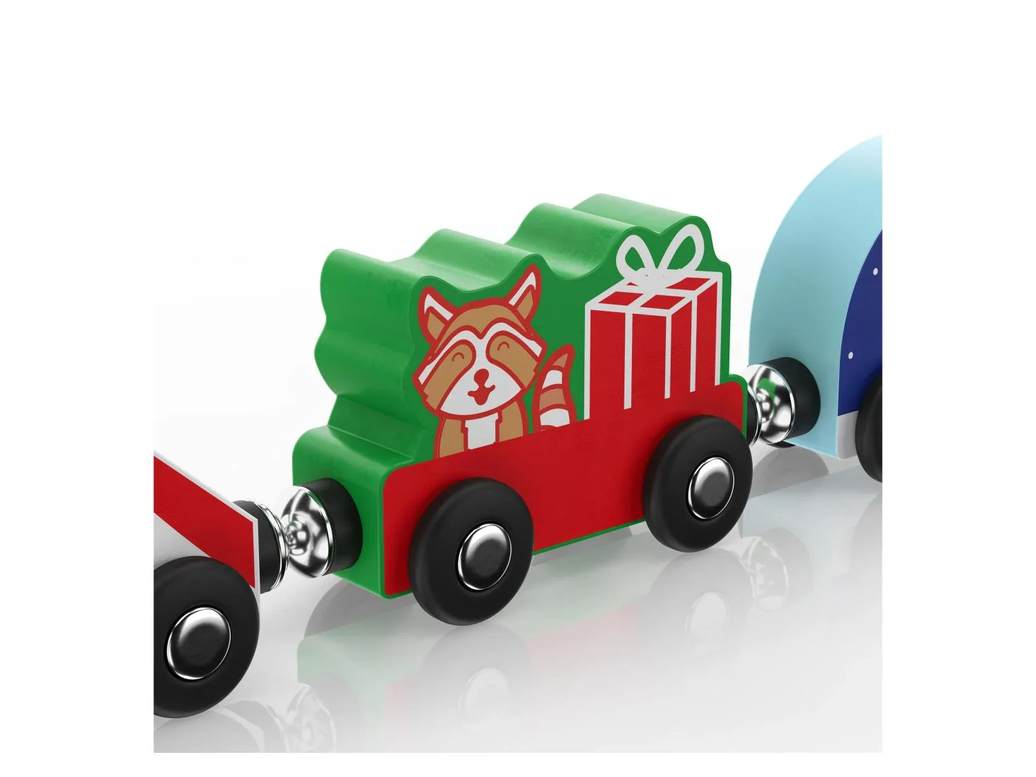 Train de Nol en bois, 5 pices