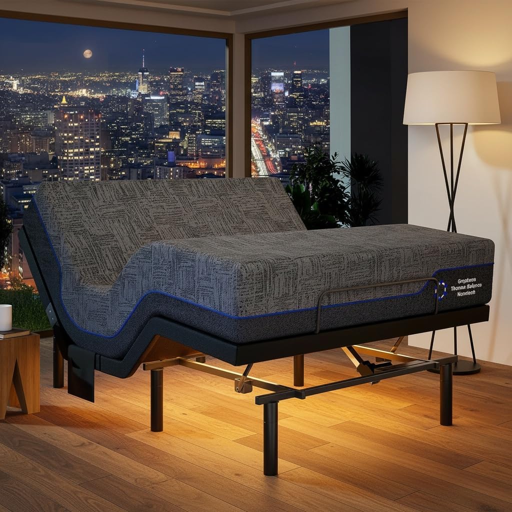 Marsail NS0 Twin XL Adjustable Base with Mattress Set,Dual Motor Frame + 14